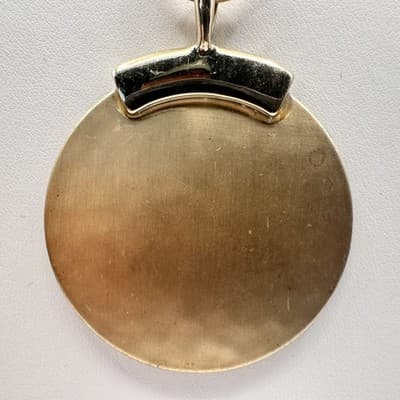 Vintage 90s Gold Tone Round Disc Pendant Necklace Statement Women's Jewelry - Thumbnail 5