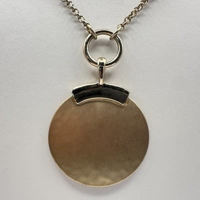 Vintage 90s Gold Tone Round Disc Pendant Necklace Statement Women's Jewelry - Thumbnail 2