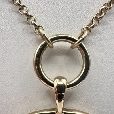 Vintage 90s Gold Tone Round Disc Pendant Necklace Statement Women's Jewelry - Thumbnail 6