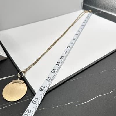 Vintage 90s Gold Tone Round Disc Pendant Necklace Statement Women's Jewelry - Thumbnail 9