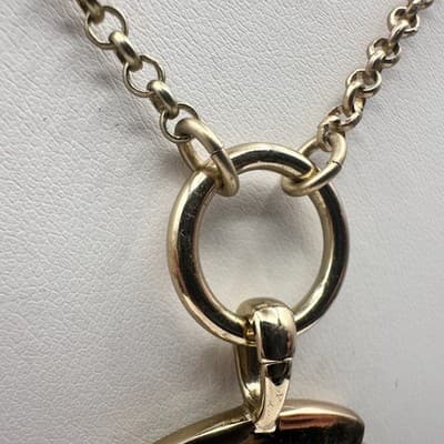 Vintage 90s Gold Tone Round Disc Pendant Necklace Statement Women's Jewelry - Thumbnail 7