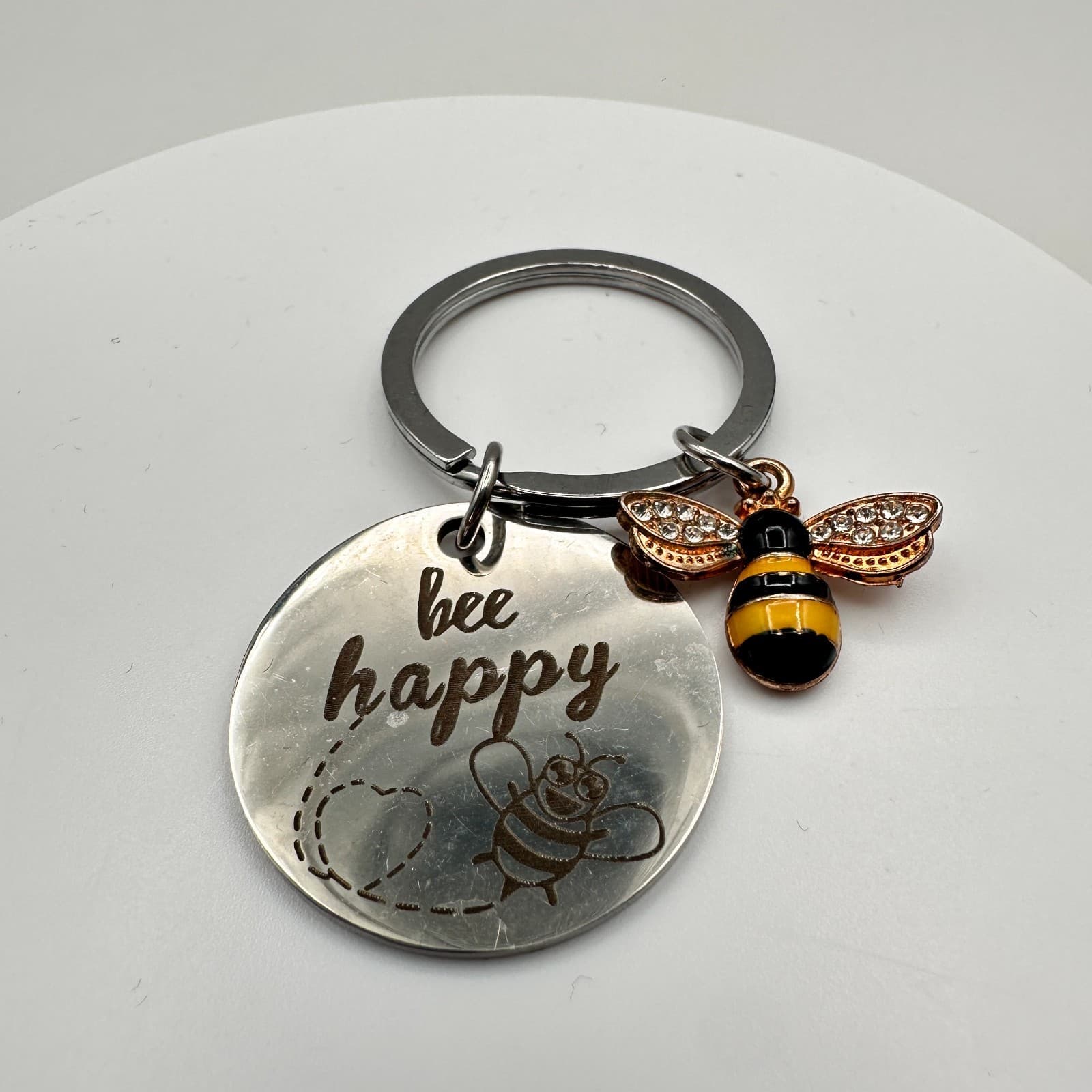 Vintage 90s Bee Happy Keychain & Bee Brooch Pin Set Women's Classic Jewelry - Thumbnail 3