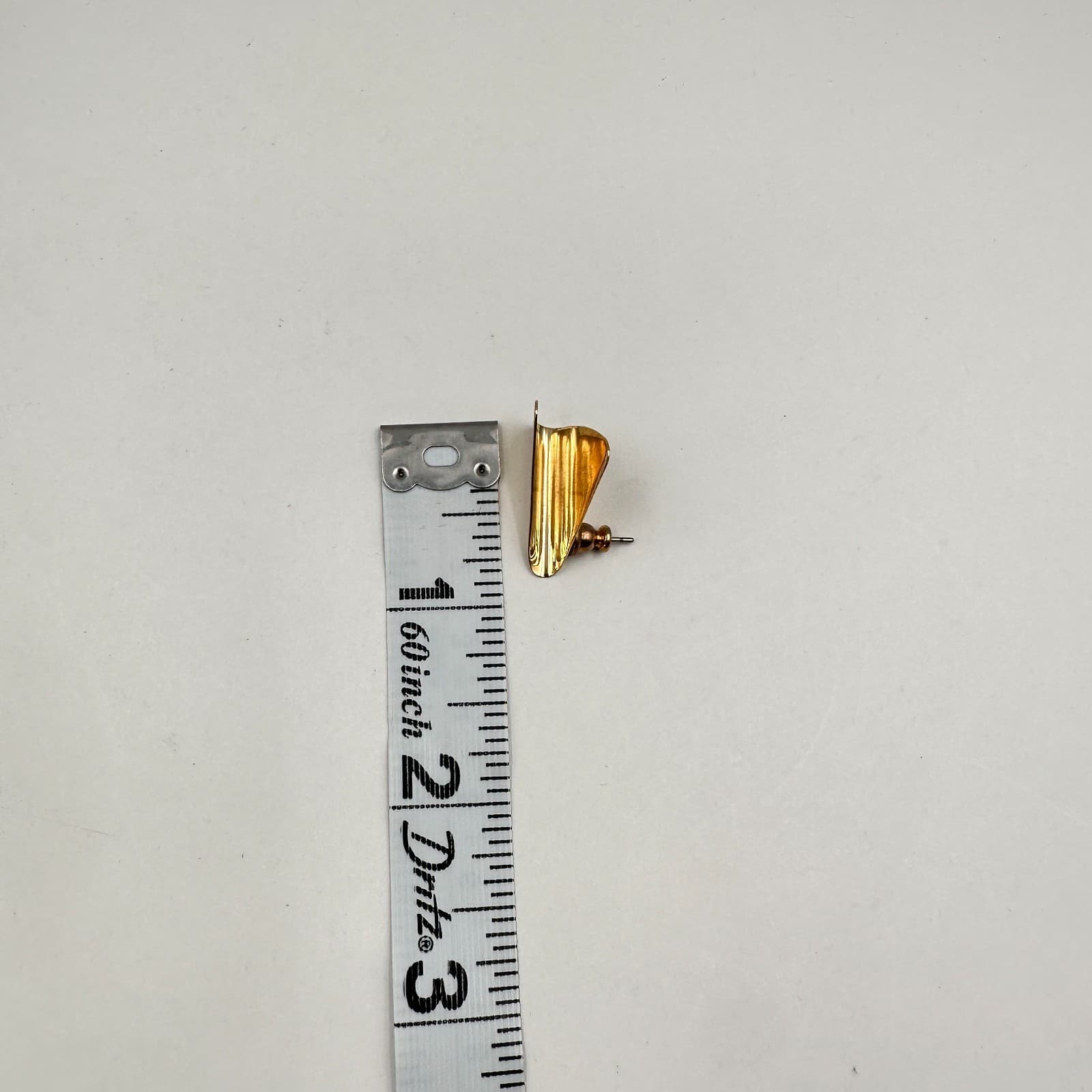 Vintage 80s Gold Tone Geometric Triangle Fold Stud Earrings Modernist Jewelry - Thumbnail 6