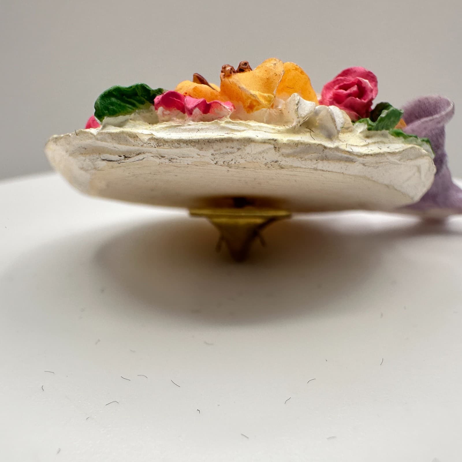 Vintage 90s Floral Sun Hat Lapel Brooch Pin Garden Style Boho Fashion Jewelry - Thumbnail 6