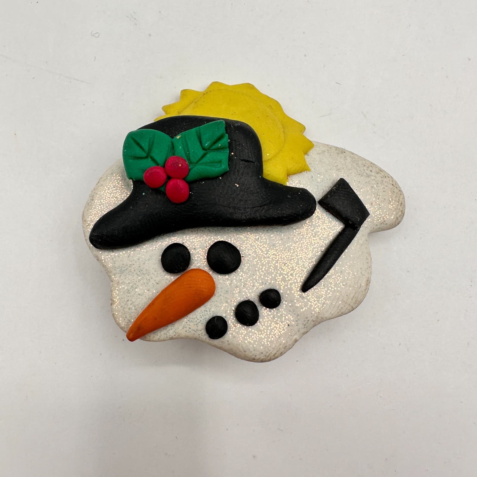 Vintage 80s 90s Christmas Brooch Pin Set Reindeer Wood Snowman Clay Fashion - Thumbnail 8