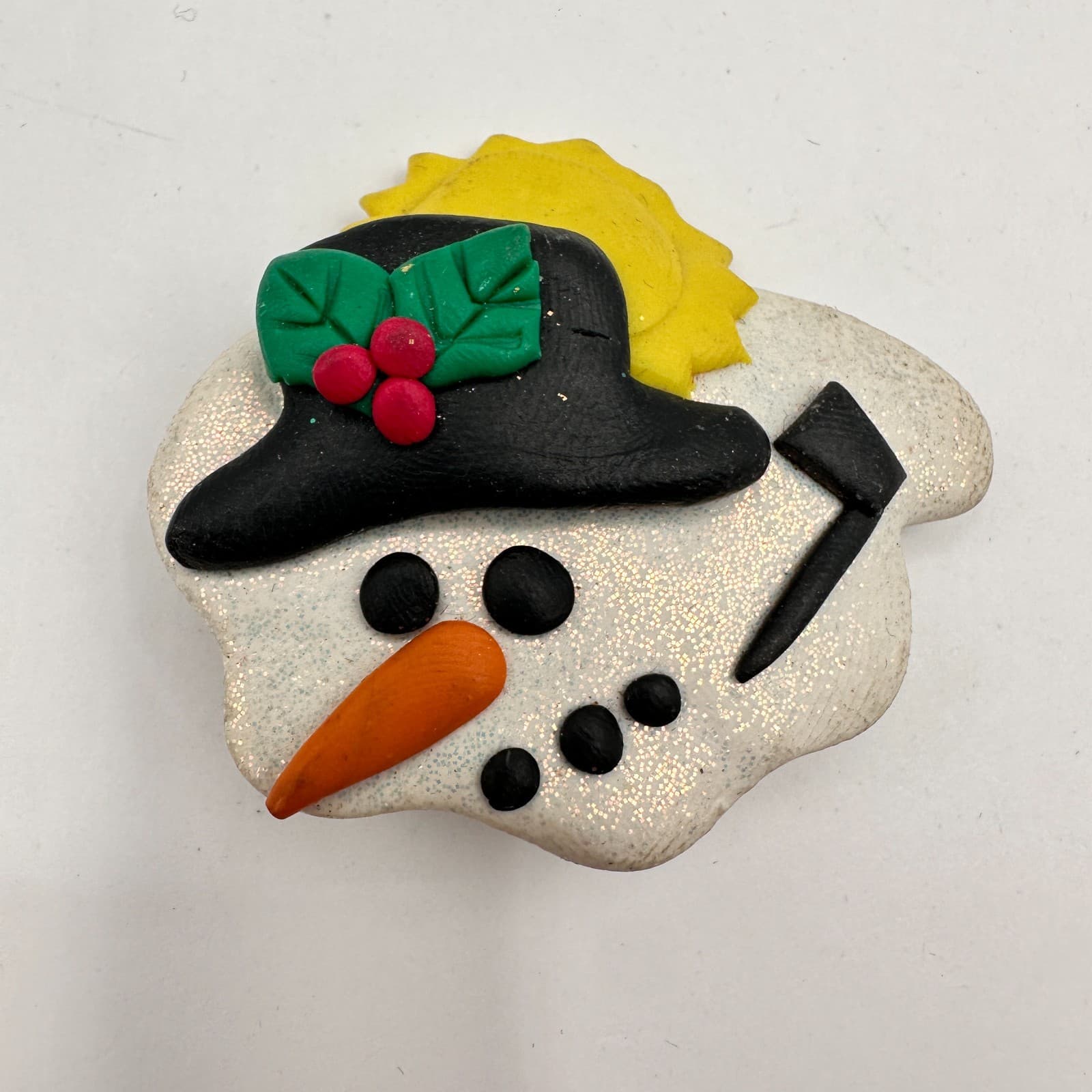 Vintage 80s 90s Christmas Brooch Pin Set Reindeer Wood Snowman Clay Fashion - Thumbnail 9