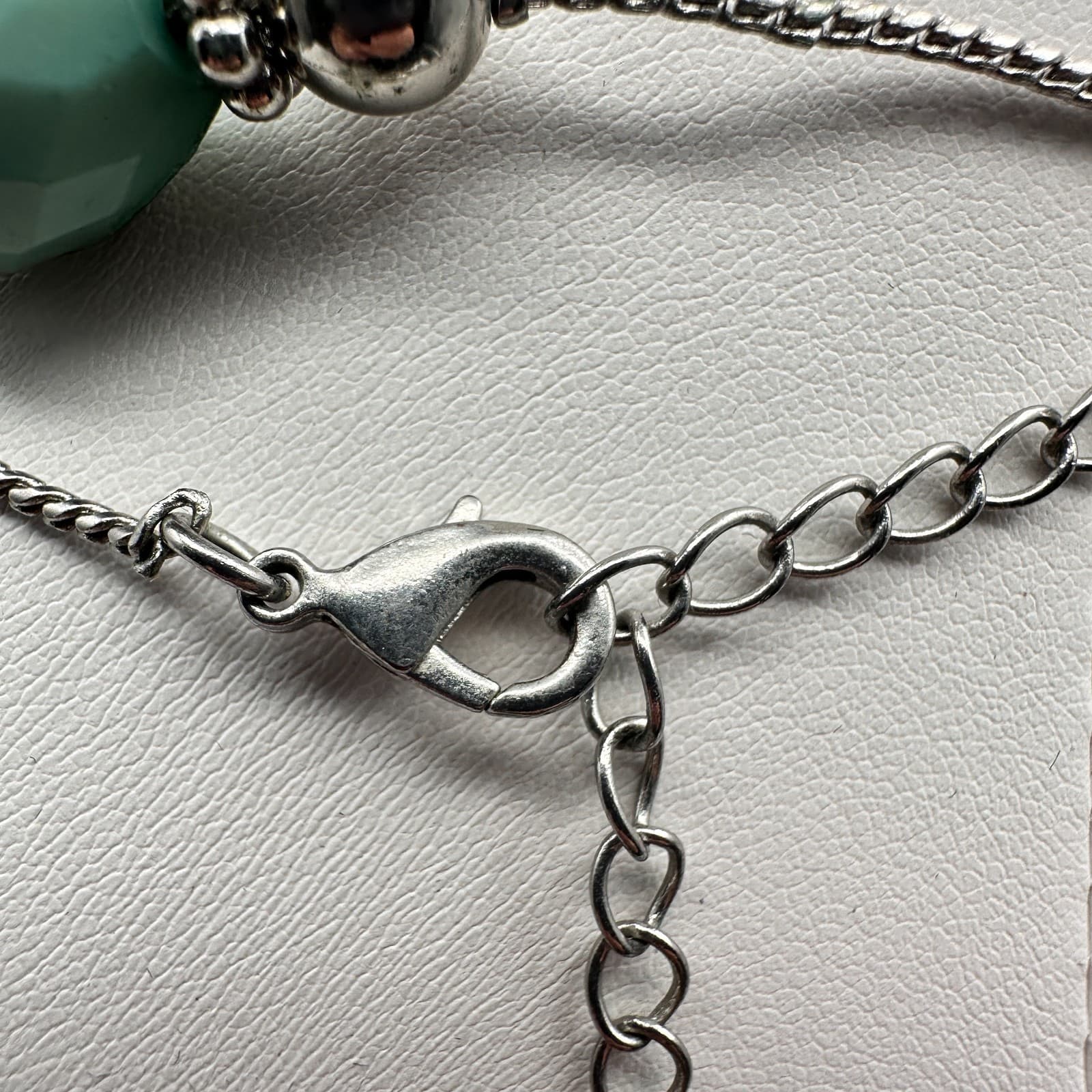 Vintage 90s Green Silver Tone Strands Beaded Necklace Statement Fashion Jewelry - Thumbnail 7