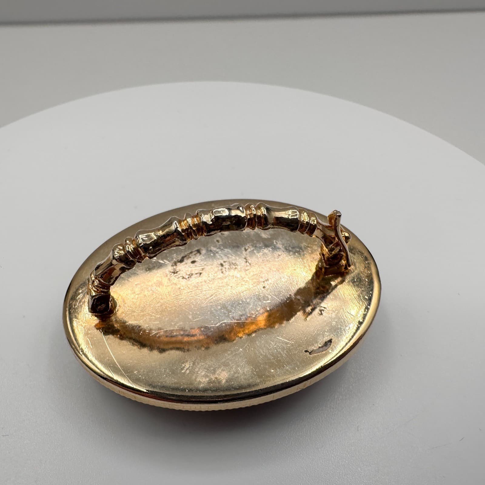 Vintage 80s Leopard Skin Jasper Ring Gold Tone Large Oval Statement Jewelry - Thumbnail 5