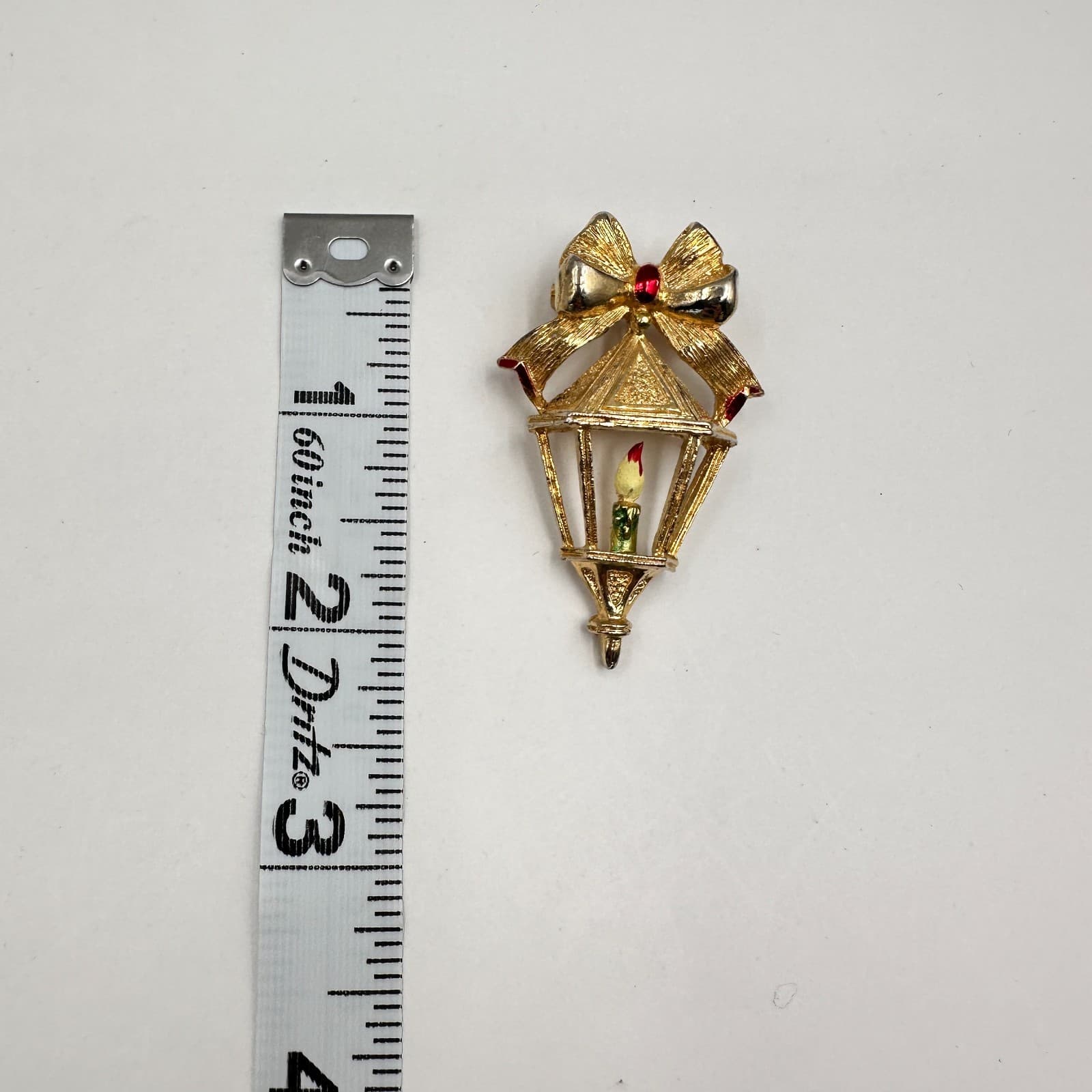 Vintage 80s 90s Gerry's Christmas Candle Lantern Brooch Pin Gold Tone Jewelry - Thumbnail 10