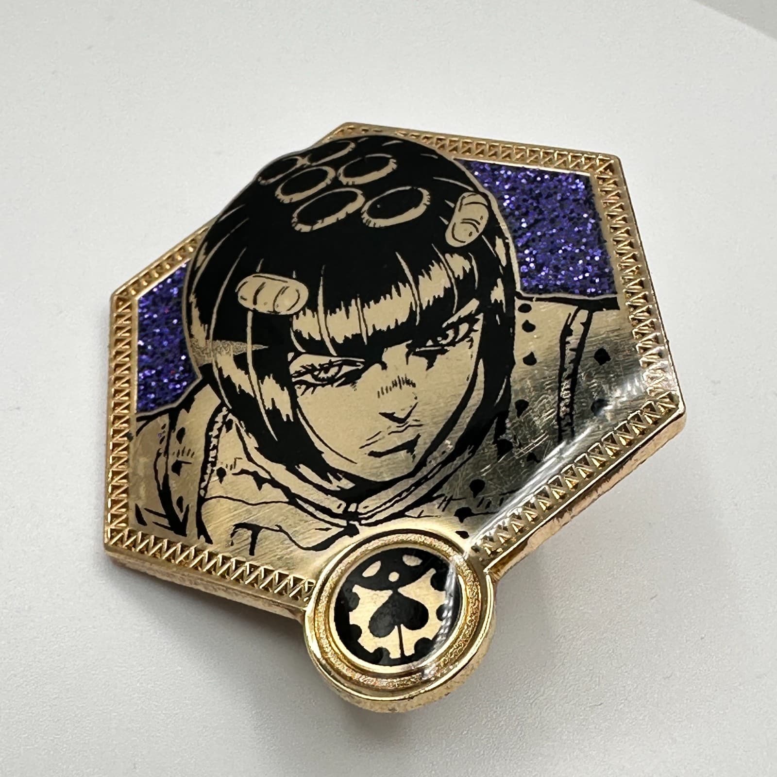 Vintage 80s Bizarre Adventure Golden Wind Bruno Bacarat Anime Enamel Pin Jewelry - Image 1