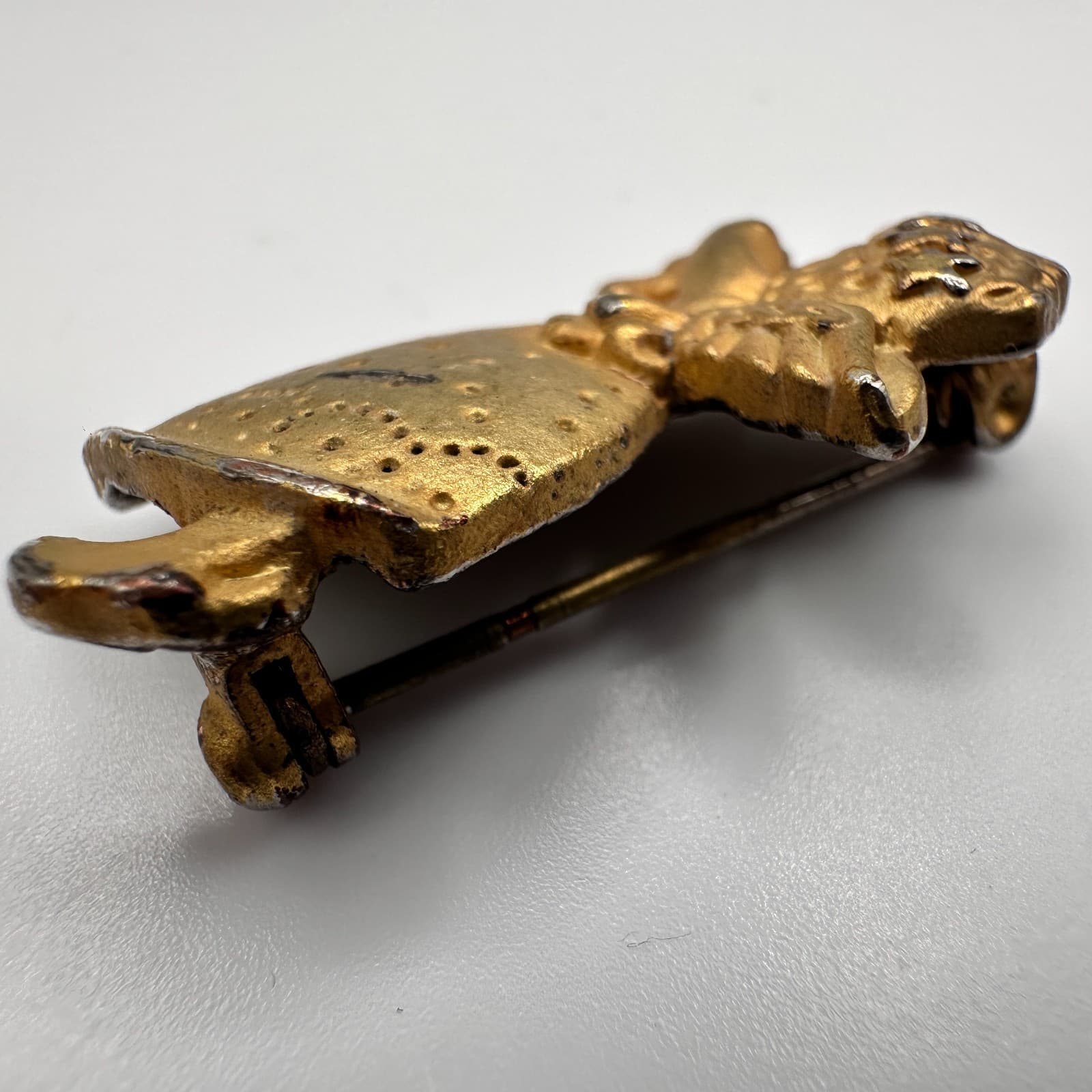 Vintage 80s Gold Tone Angel Brooch Pin Retro Women's Classic Fashion Jewelry - Thumbnail 3