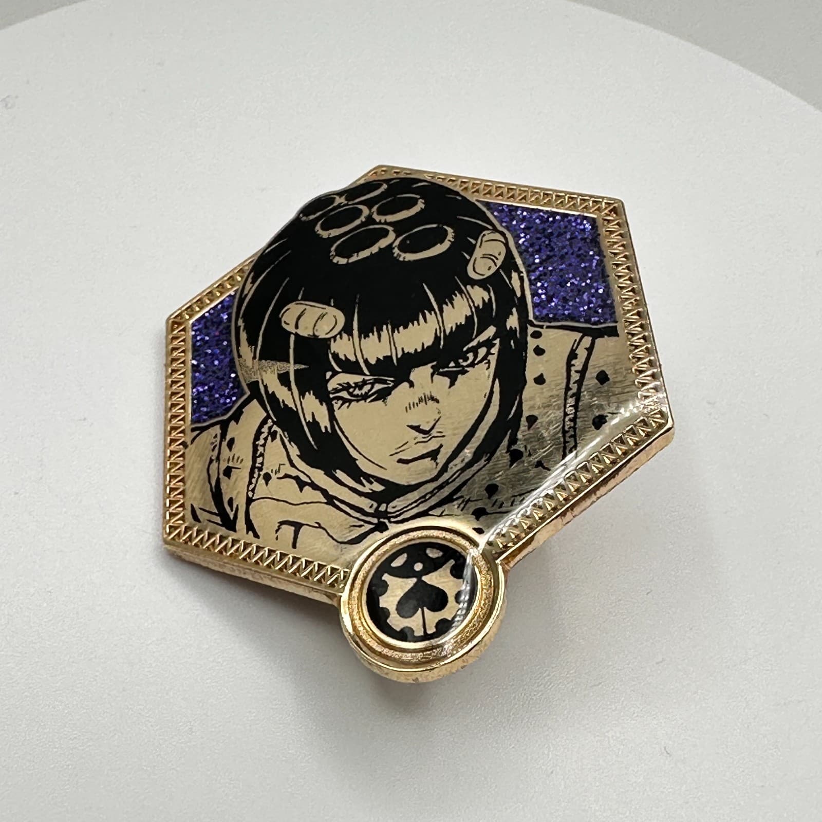 Vintage 80s Bizarre Adventure Golden Wind Bruno Bacarat Anime Enamel Pin Jewelry - Thumbnail 2