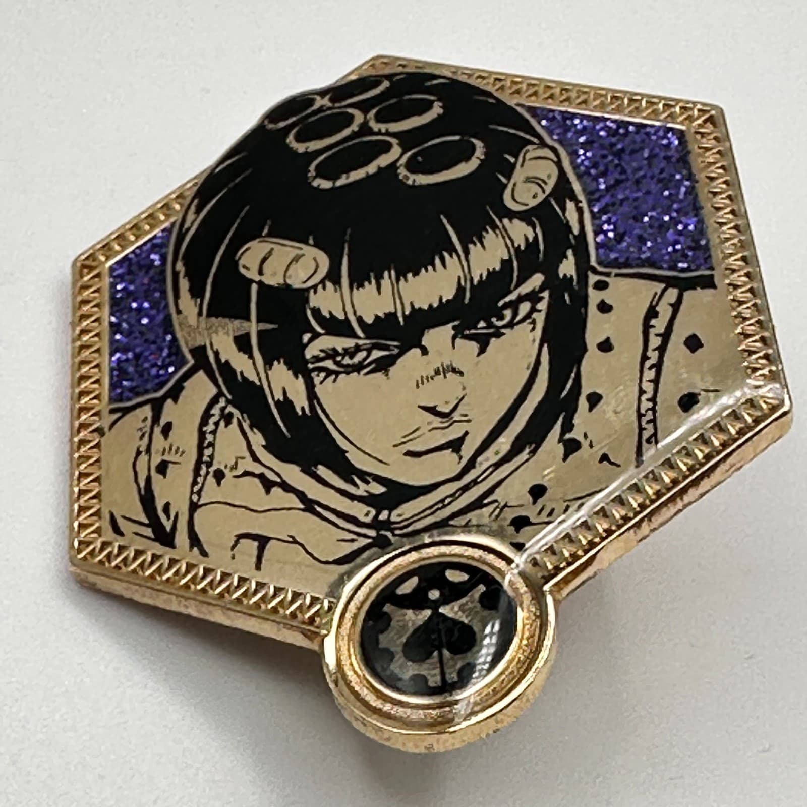 Vintage 80s Bizarre Adventure Golden Wind Bruno Bacarat Anime Enamel Pin Jewelry - Thumbnail 3