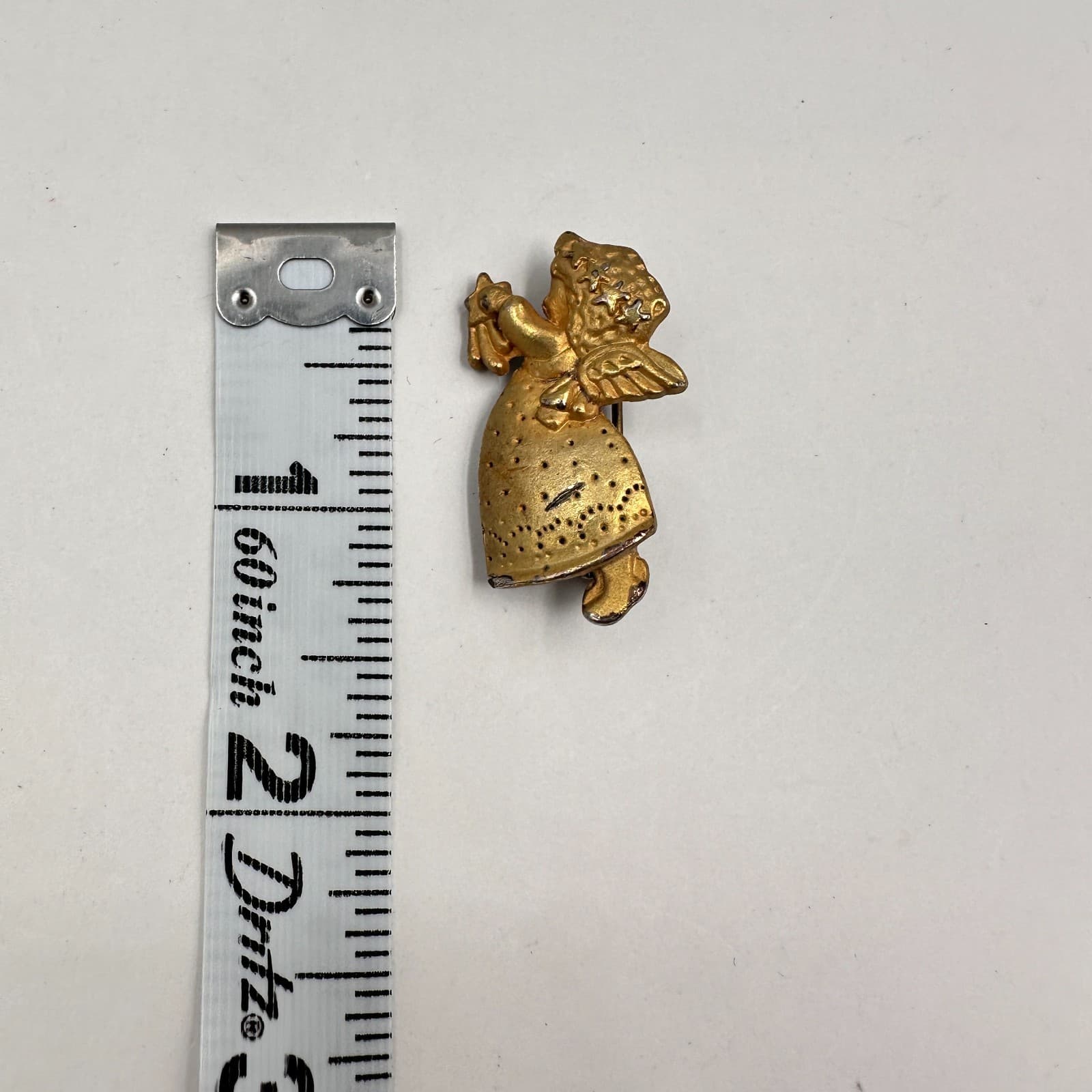 Vintage 80s Gold Tone Angel Brooch Pin Retro Women's Classic Fashion Jewelry - Thumbnail 6