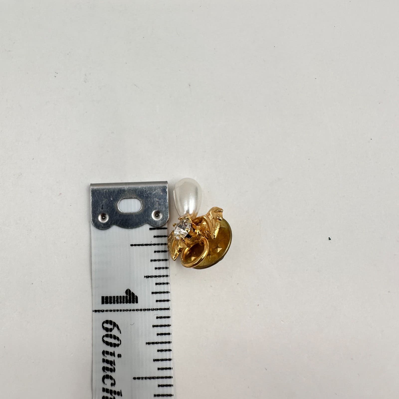 Vintage 90s Gold Tone Angel Cherub Brooch Pin Rhinestone Pearl Christmas Jewelry - Thumbnail 12