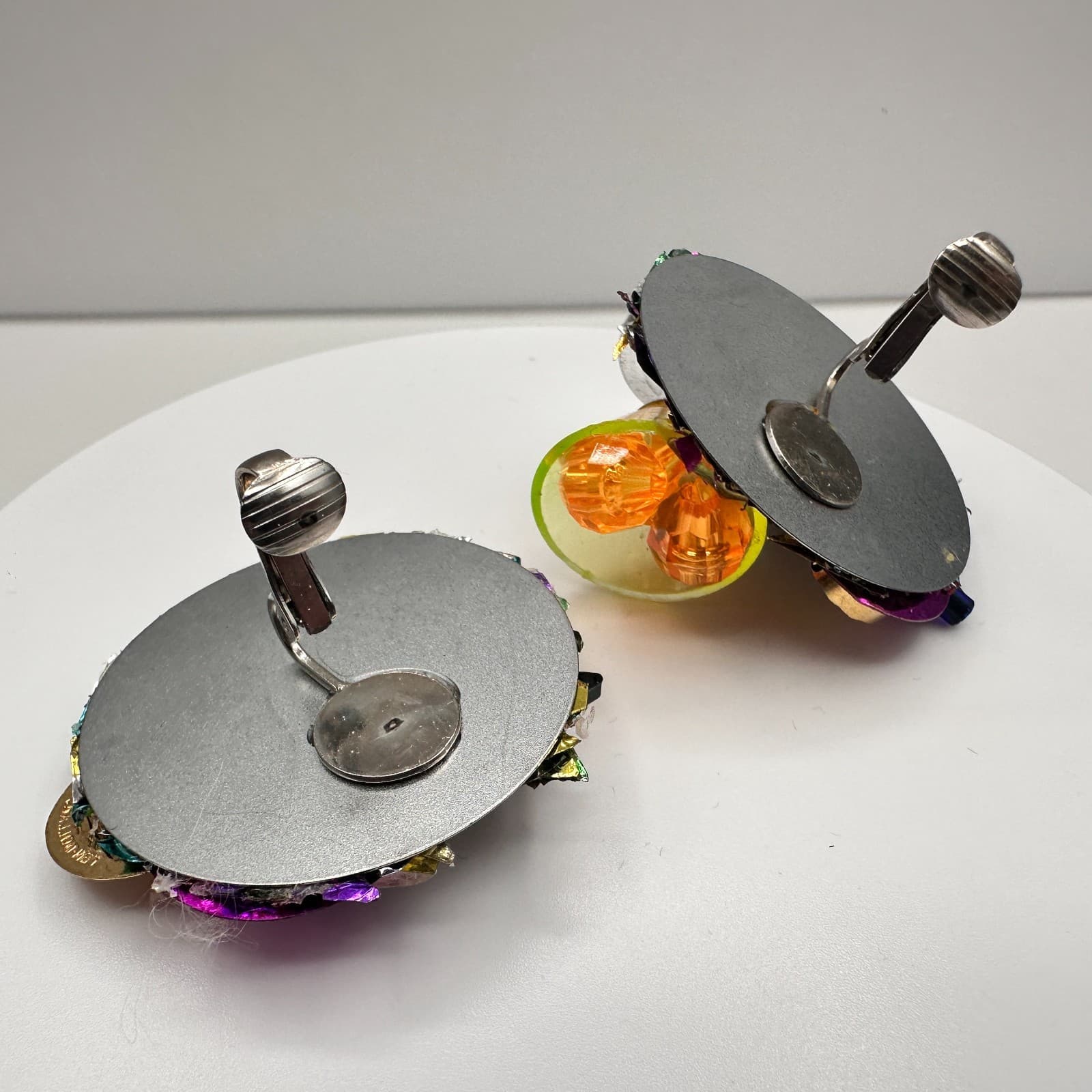 Vintage 90s Avant Garde Cocktail Martini Brooch Silver Tone Multi Colour Jewelry - Thumbnail 12