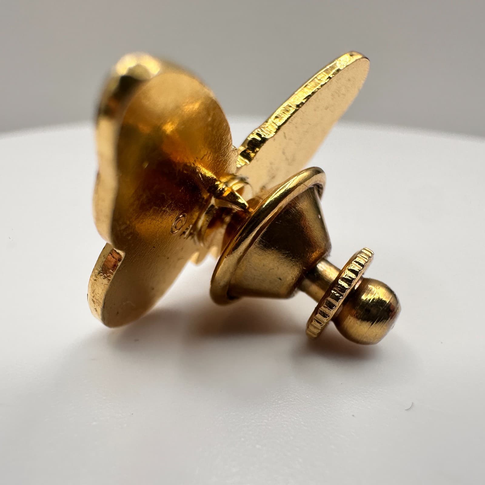 Vintage 90s Black Orange Enamel Butterfly Brooch Pin Gold Tone Insect Jewelry - Thumbnail 4