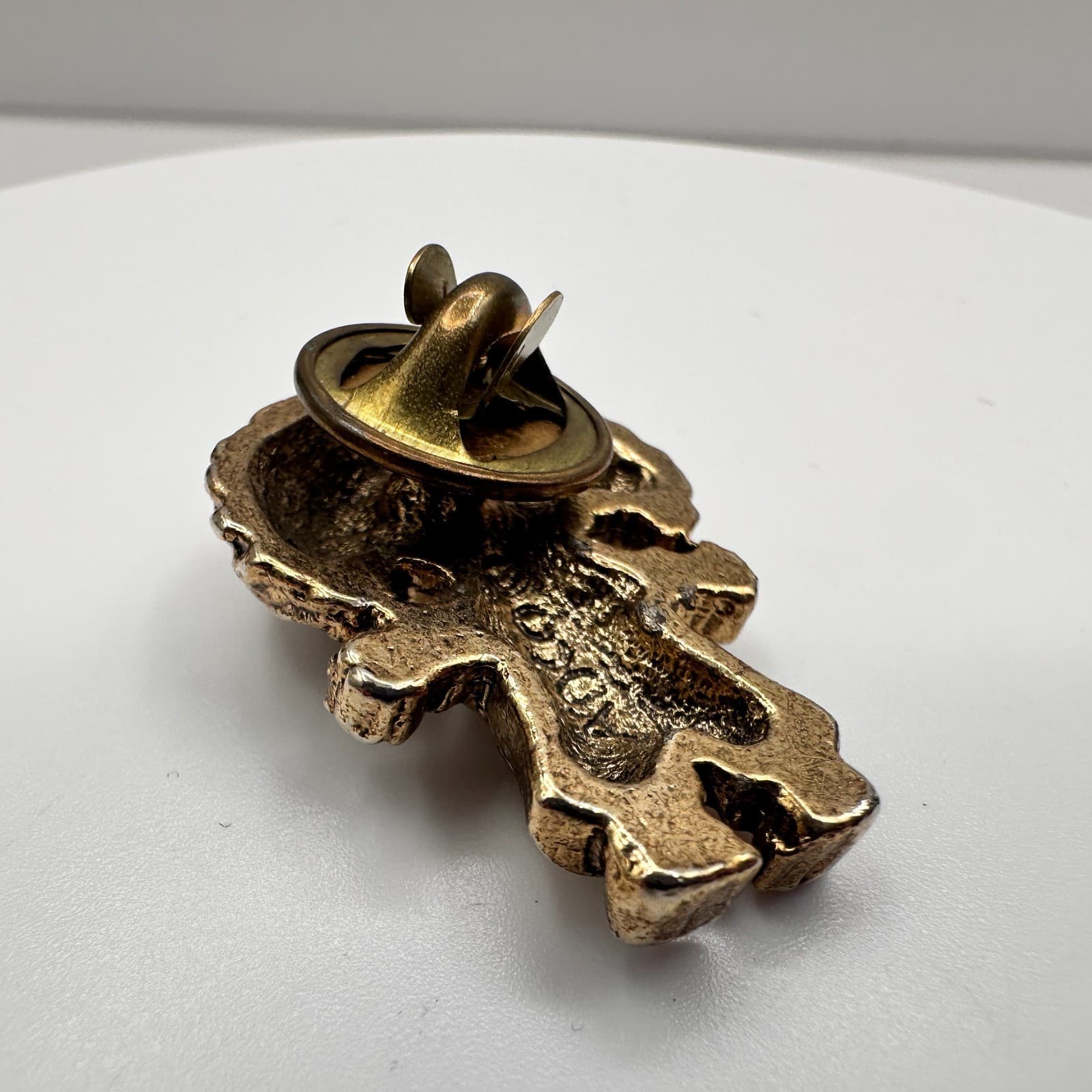 Vintage 70s Gold Tone Troll Doll Charm Pendant Pin Brooch Good Luck Gift Jewelry - Thumbnail 6