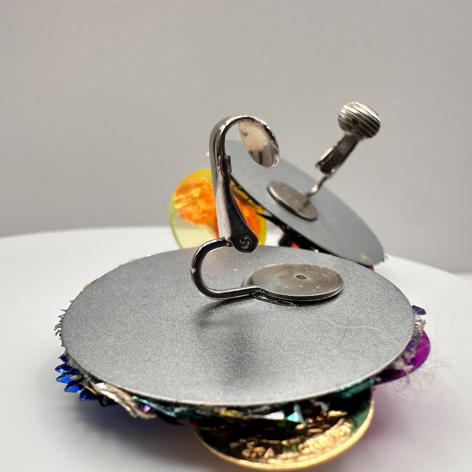 Vintage 90s Avant Garde Cocktail Martini Brooch Silver Tone Multi Colour Jewelry - Thumbnail 13