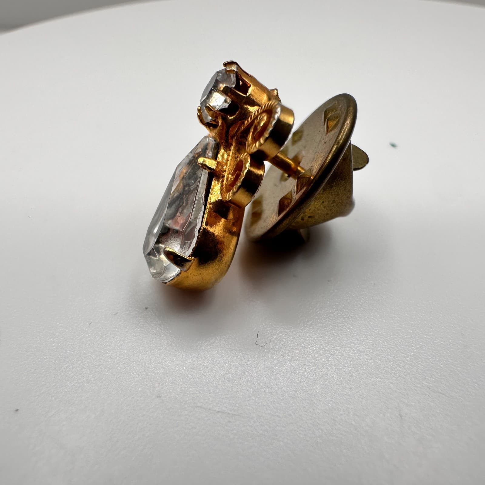 Vintage 90s Gold Tone Angel Cherub Brooch Pin Rhinestone Pearl Christmas Jewelry - Thumbnail 10