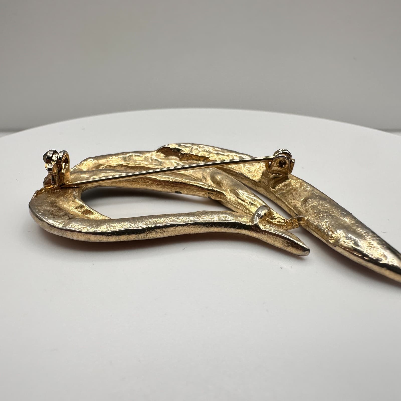 Vintage 80s Enamel Abstract Brooch Pin Brown Green Black Swirl Gold Tone Jewelry - Thumbnail 7