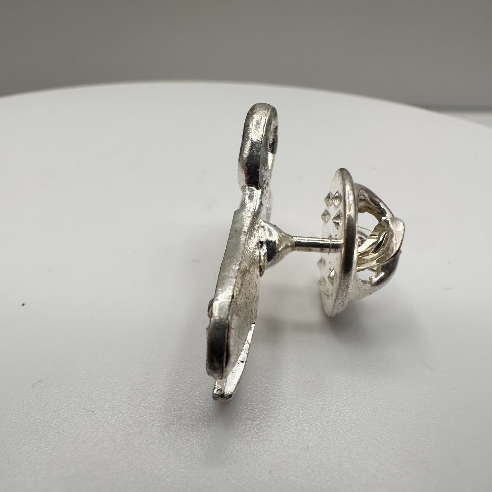 Vintage 90s Rhinestone Scissor Brooch Pin Silver Tone Crystal Sewer Hair Jewelry - Thumbnail 4