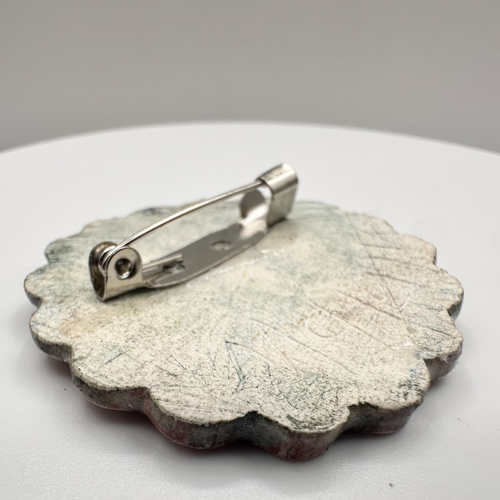 Vintage 80s Red White Ceramic Abstract Starburst Trinket Dish Pin Tray Jewelry - Thumbnail 6