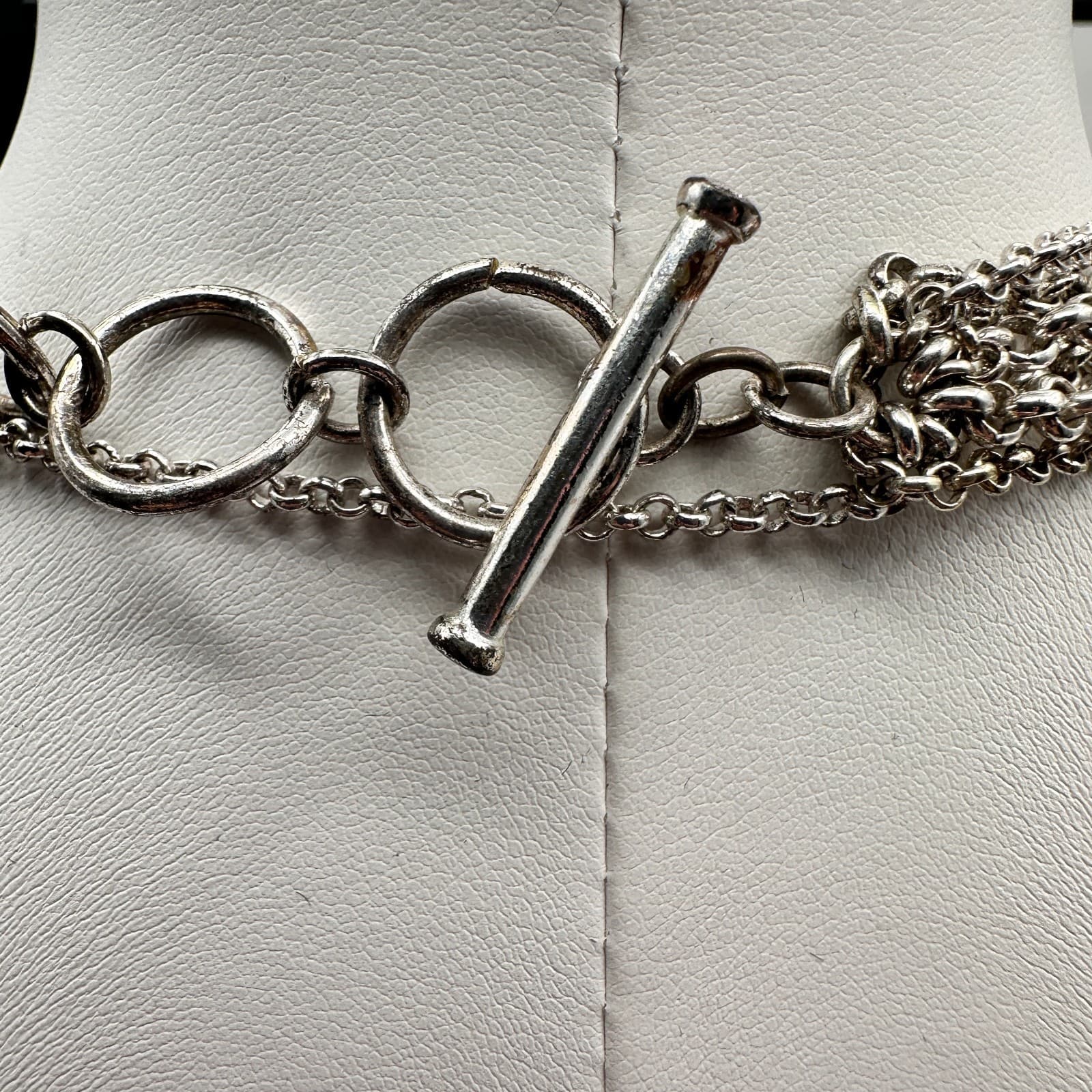 Vintage 90s Strands Pearl Beaded Necklace Statement Silver Tone Fashion Jewelry - Thumbnail 10