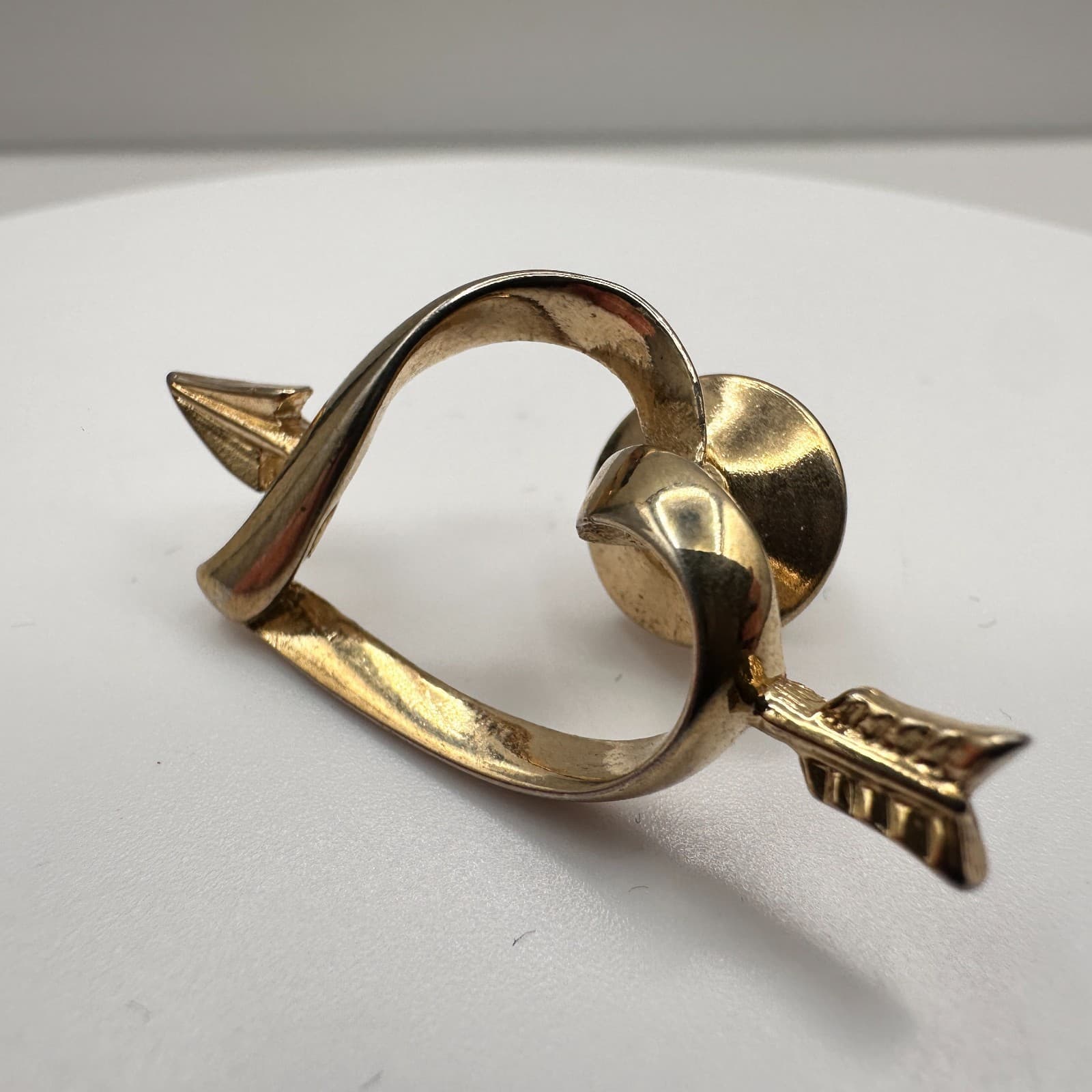 Vintage 80s AVON Love Struck Gold Tone Heart Arrow Brooch Pin Cupid Gift Jewelry - Thumbnail 4