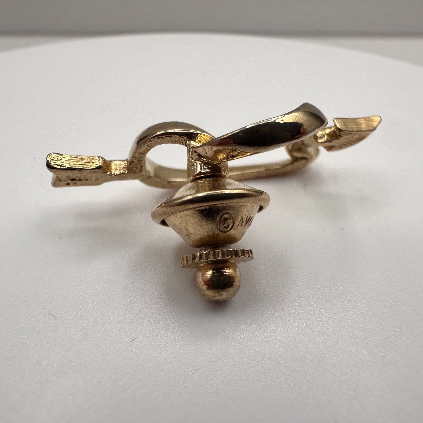 Vintage 80s AVON Love Struck Gold Tone Heart Arrow Brooch Pin Cupid Gift Jewelry - Thumbnail 6