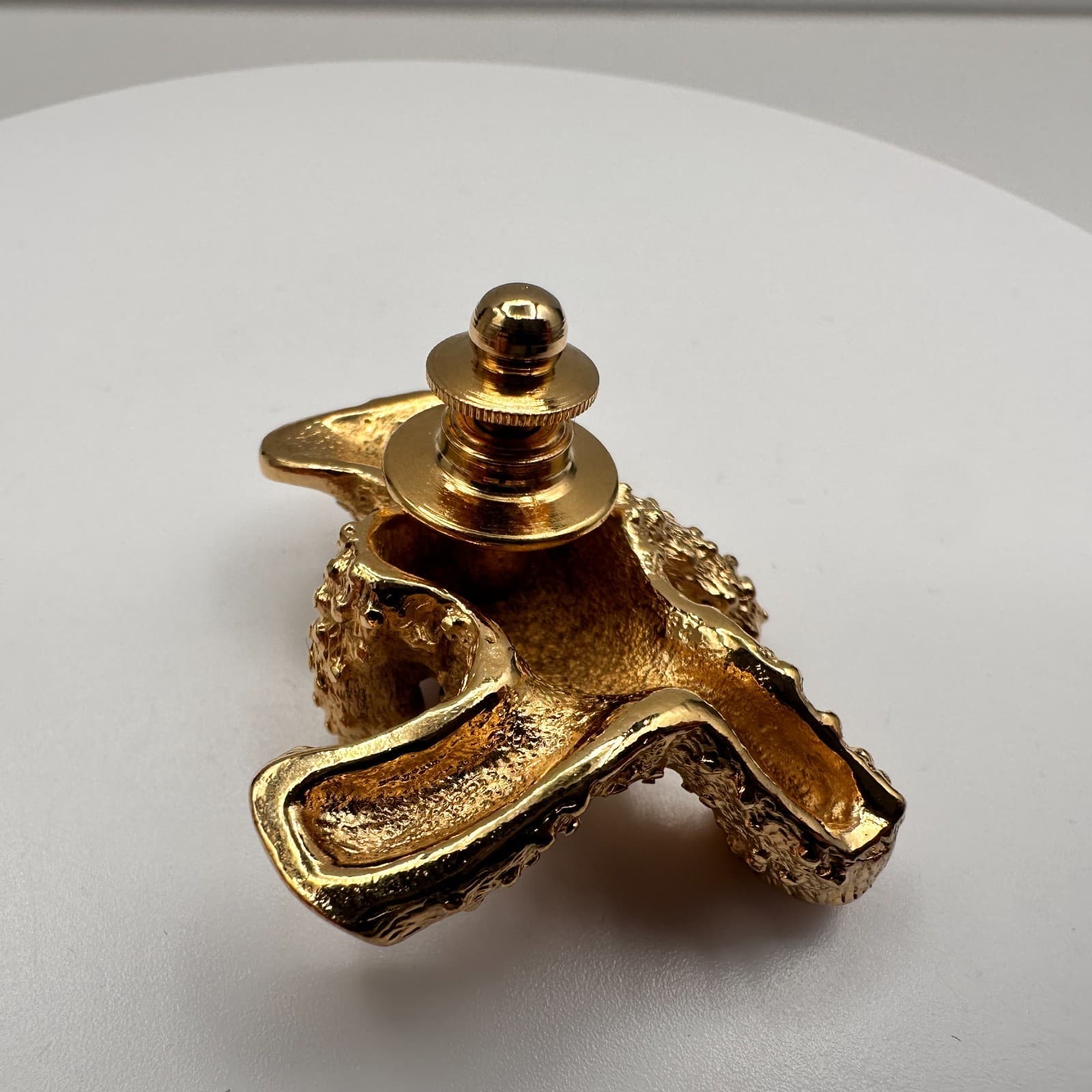 Vintage 80s Gold Tone Teddy Bear Brooch Pin Red Enamel Rhinestone Eyes Jewelry - Thumbnail 6