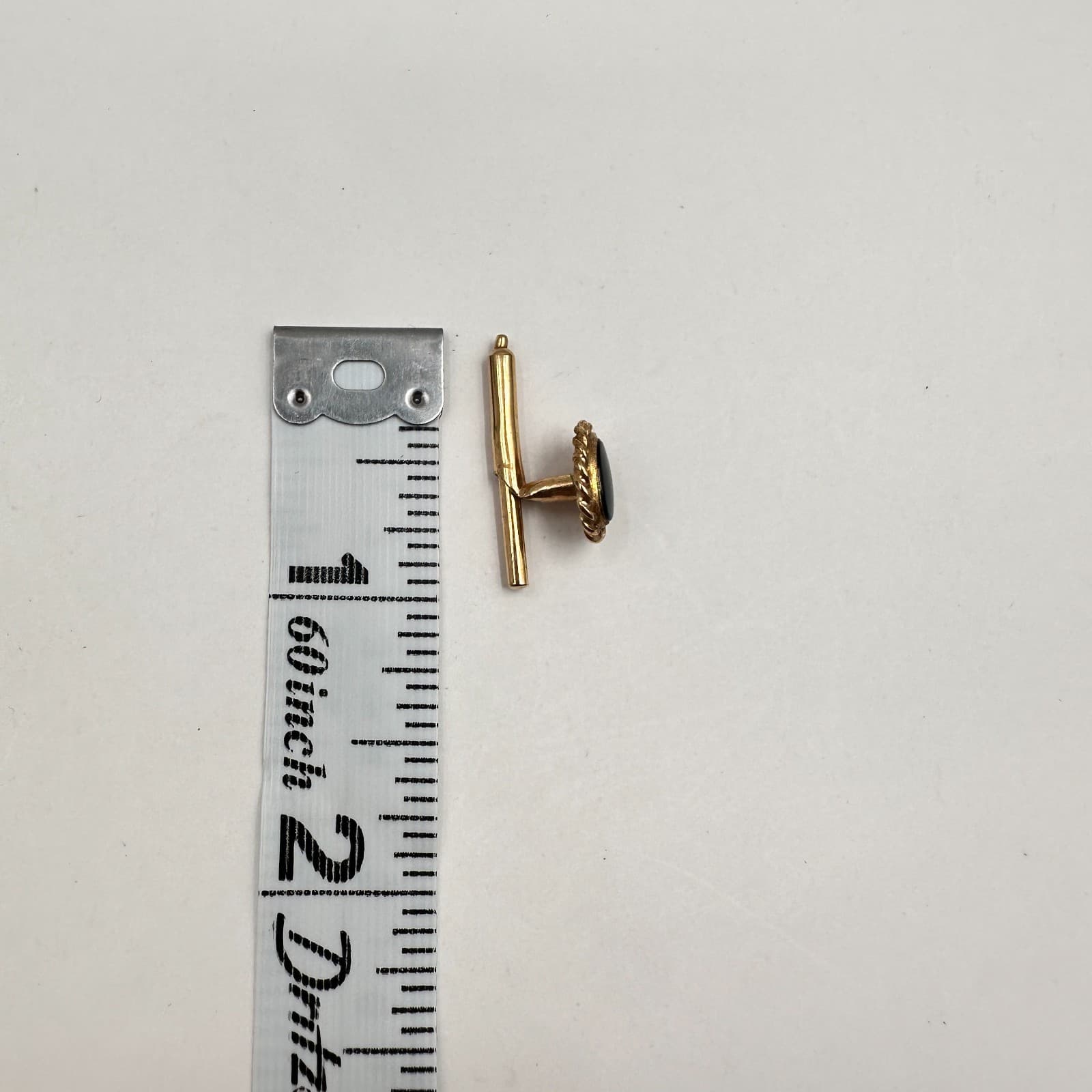 Vintage 90s Gold Tone Twisted Rope Edge Black Onyx Cufflinks Set Jewelry - Thumbnail 7