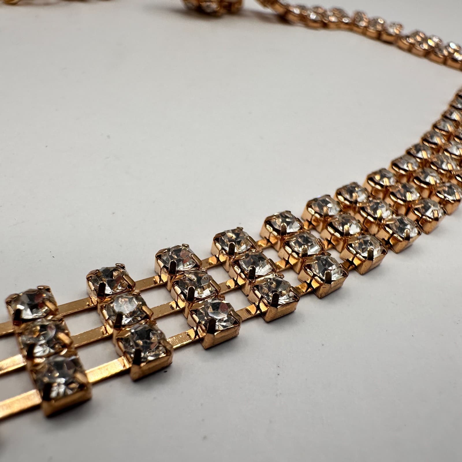 Vintage Y2K Gold Tone Clear Rhinestone Heart Belly Chain Woemn's Classic Jewelry - Thumbnail 8