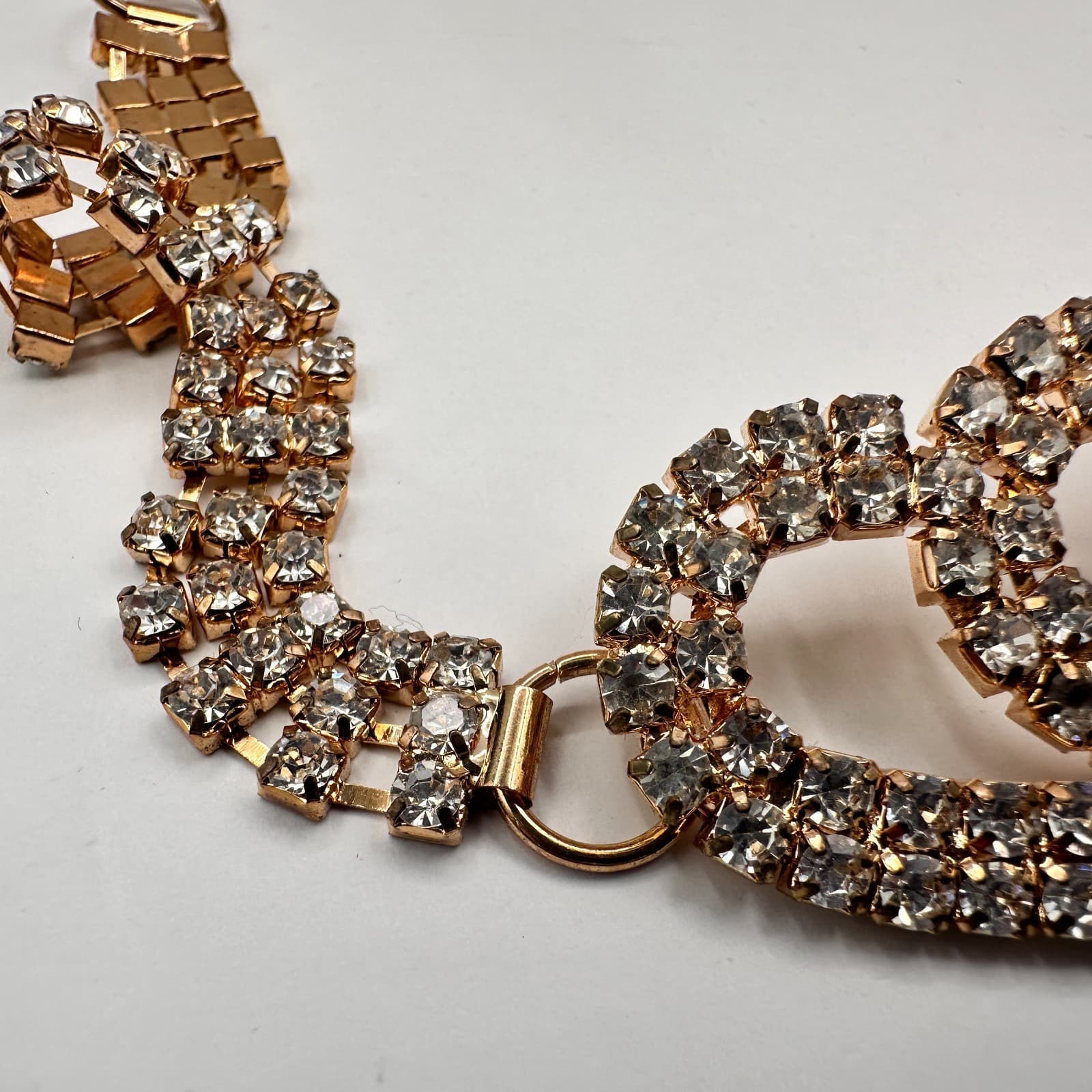 Vintage Y2K Gold Tone Clear Rhinestone Heart Belly Chain Woemn's Classic Jewelry - Thumbnail 3