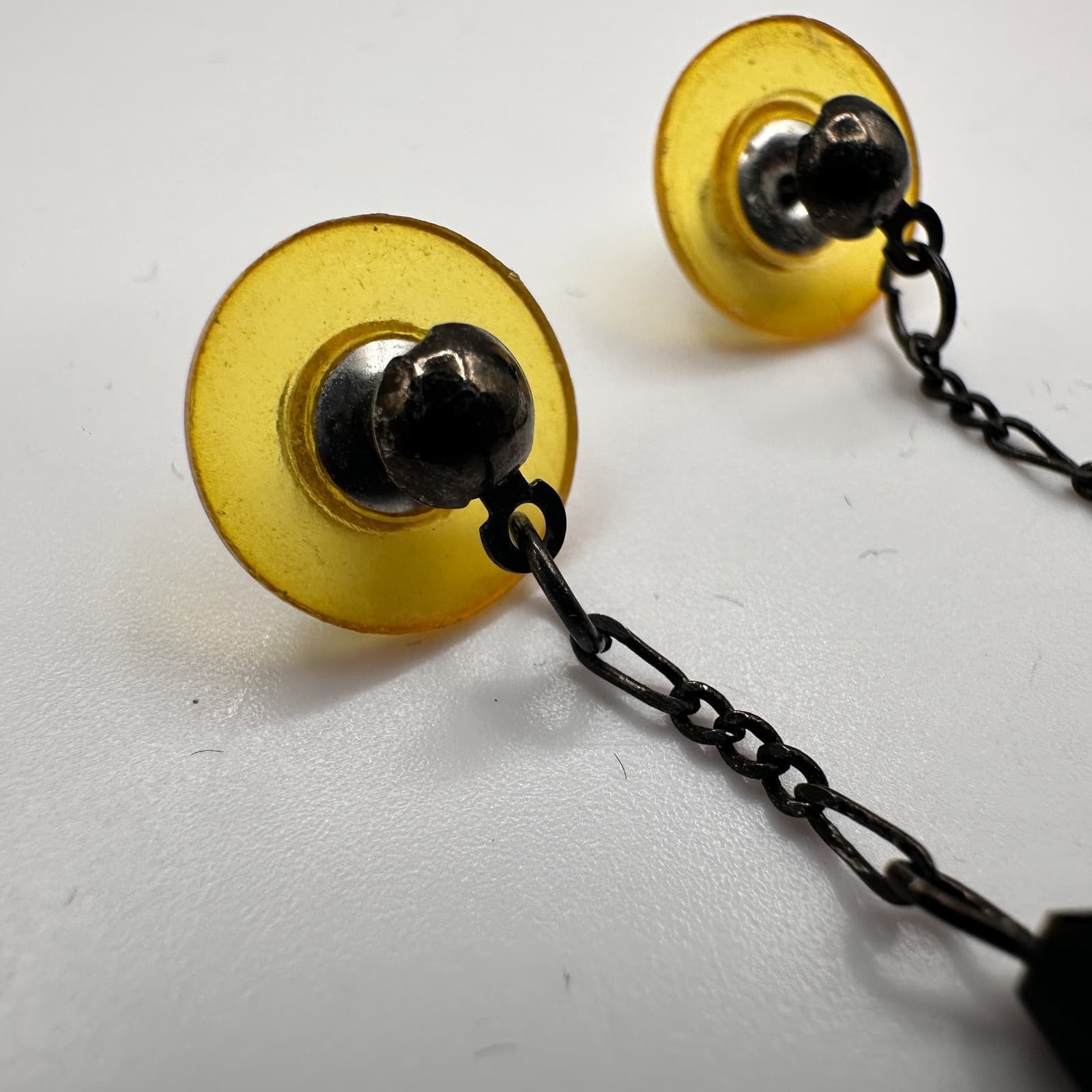 Vintage Y2K Black & Clear Crystal Dangle Earrings Women's Classic Jewelry - Thumbnail 4