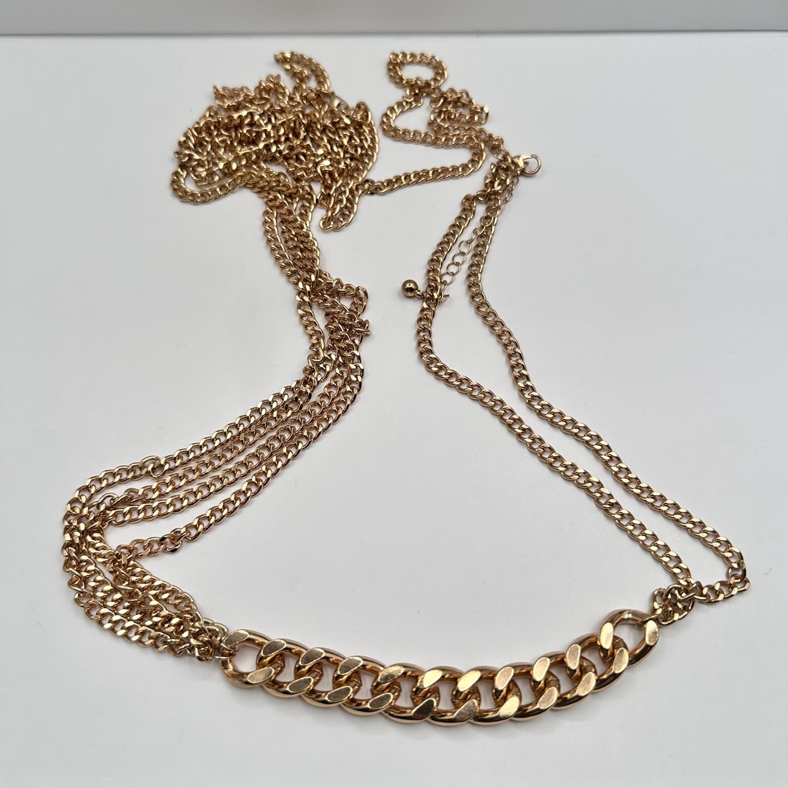 Vintage Y2K Chunky Gold Tone Belly Chain Multi-Layer Layered Statement Jewelry - Thumbnail 2