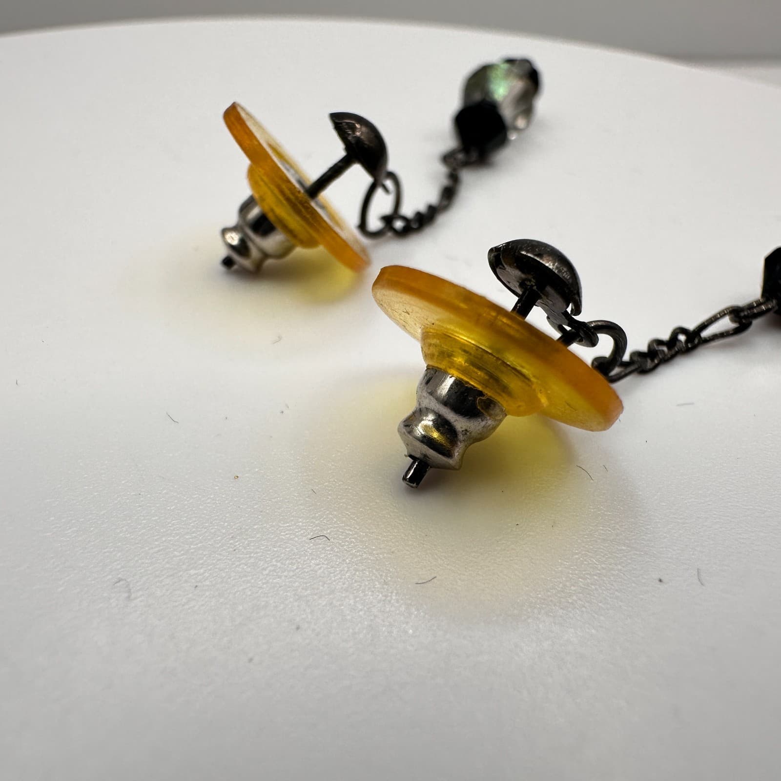 Vintage Y2K Black & Clear Crystal Dangle Earrings Women's Classic Jewelry - Thumbnail 5