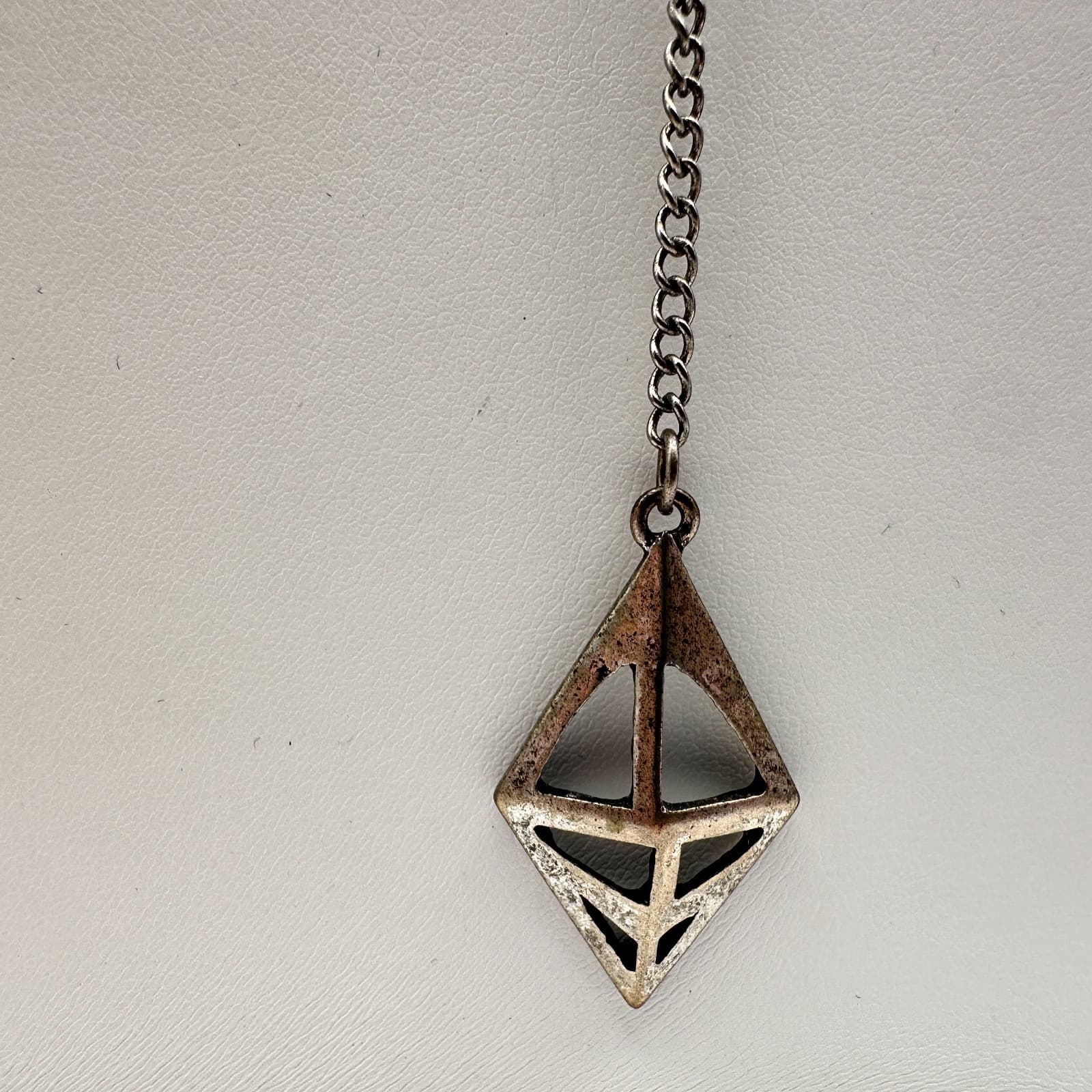 Vintage Y2K Multi Stand Necklace Silver Tone Faux Turquoise Blue Stone Jewelry - Thumbnail 3