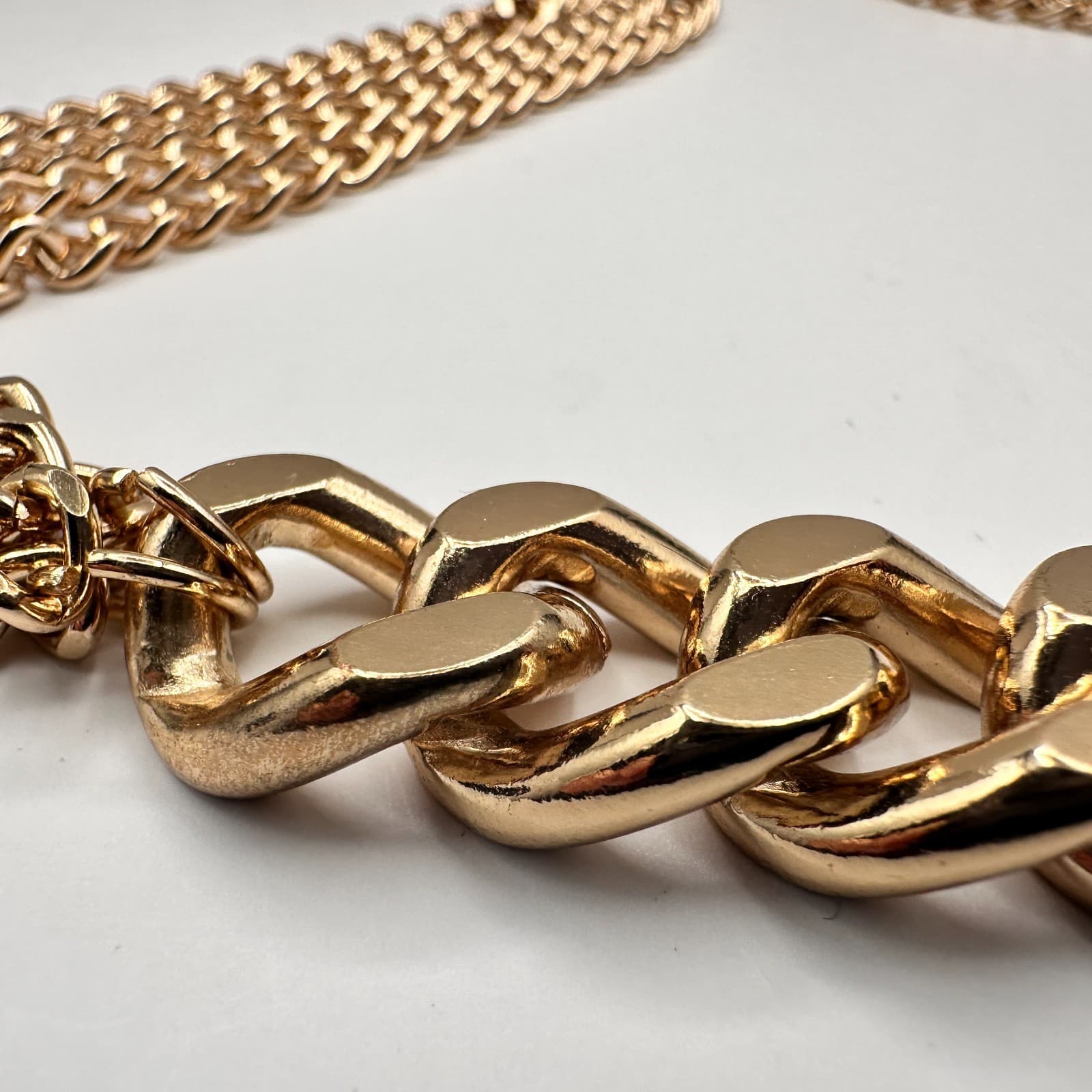 Vintage Y2K Chunky Gold Tone Belly Chain Multi-Layer Layered Statement Jewelry - Thumbnail 3