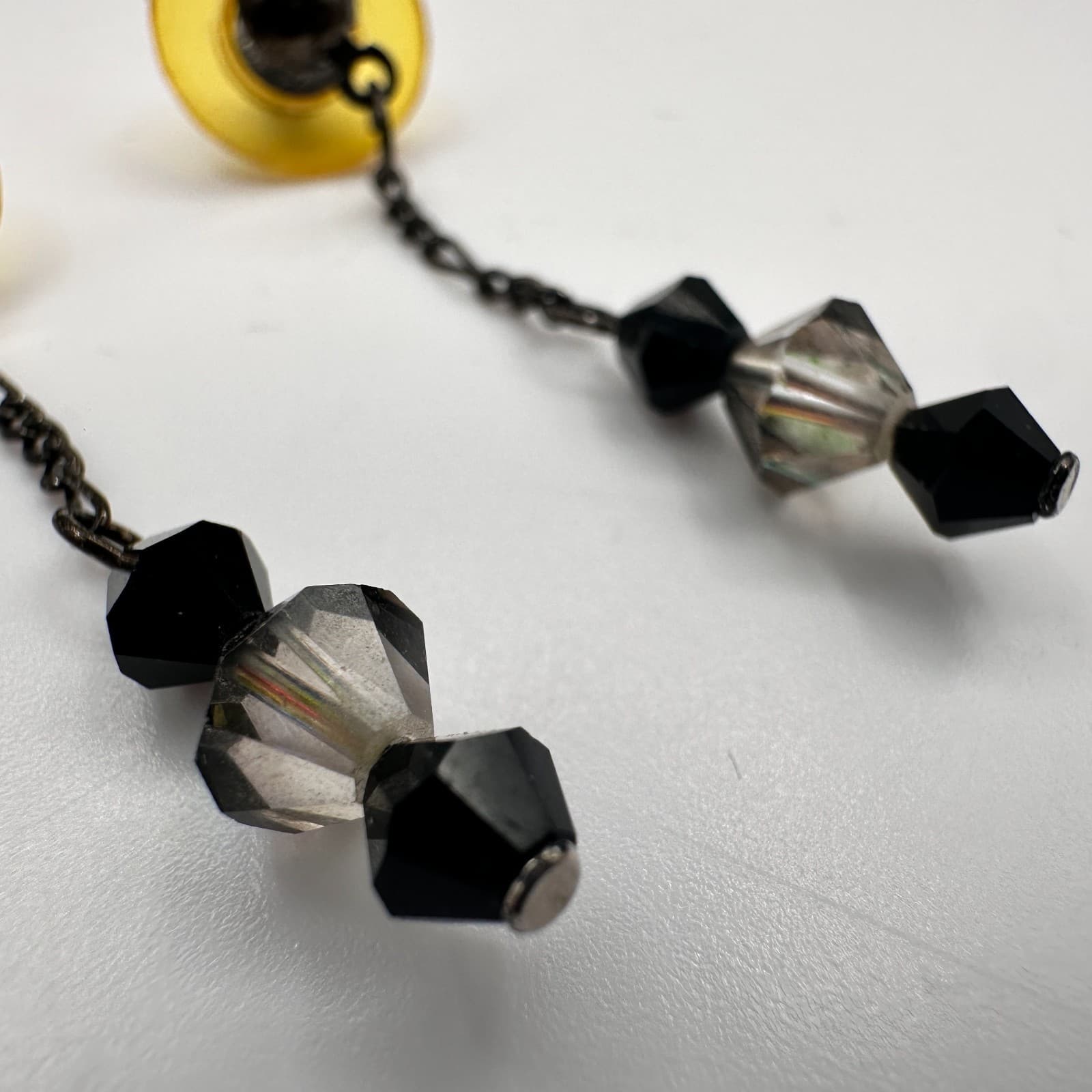 Vintage Y2K Black & Clear Crystal Dangle Earrings Women's Classic Jewelry - Thumbnail 3