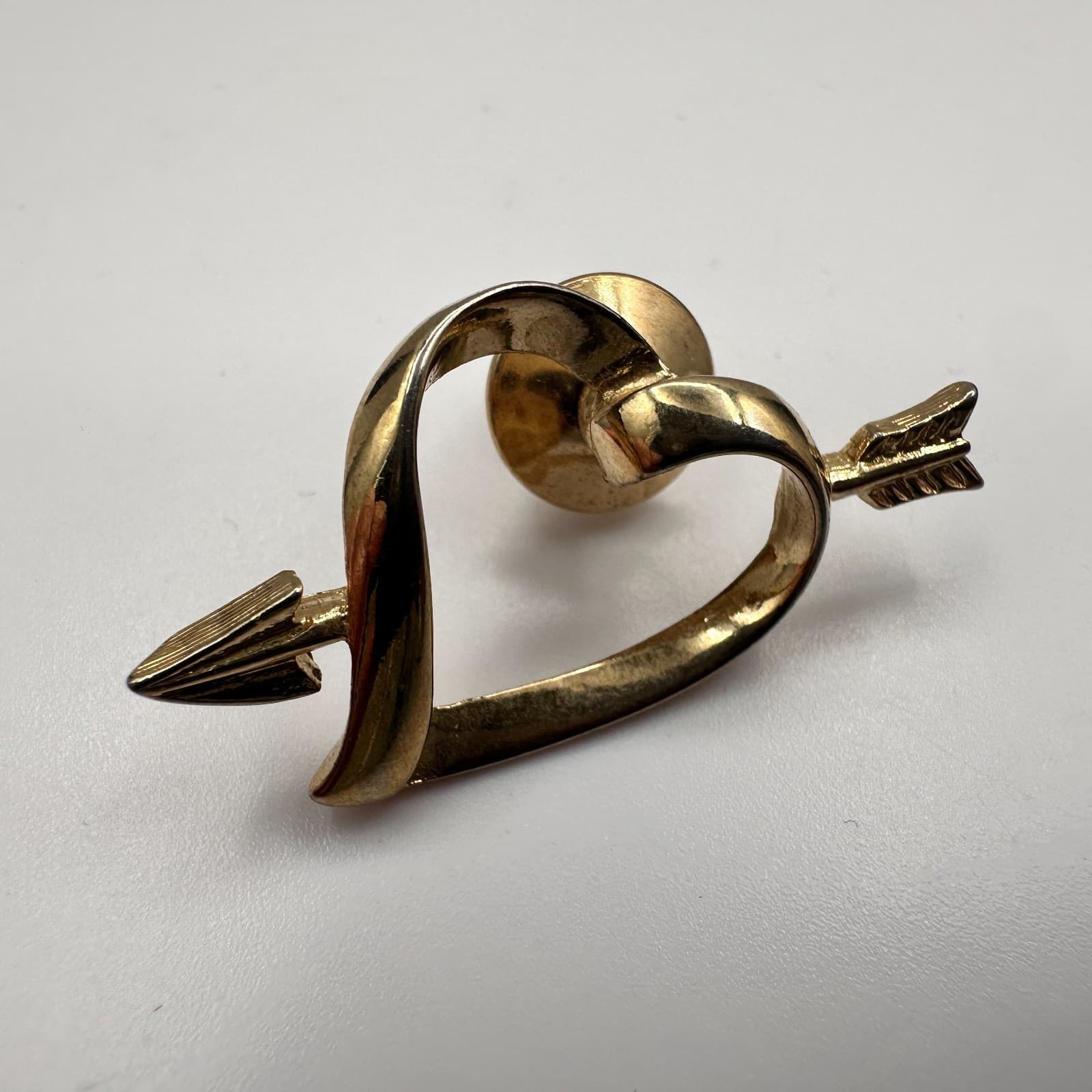 Vintage 80s AVON Love Struck Gold Tone Heart Arrow Brooch Pin Cupid Gift Jewelry - Thumbnail 7