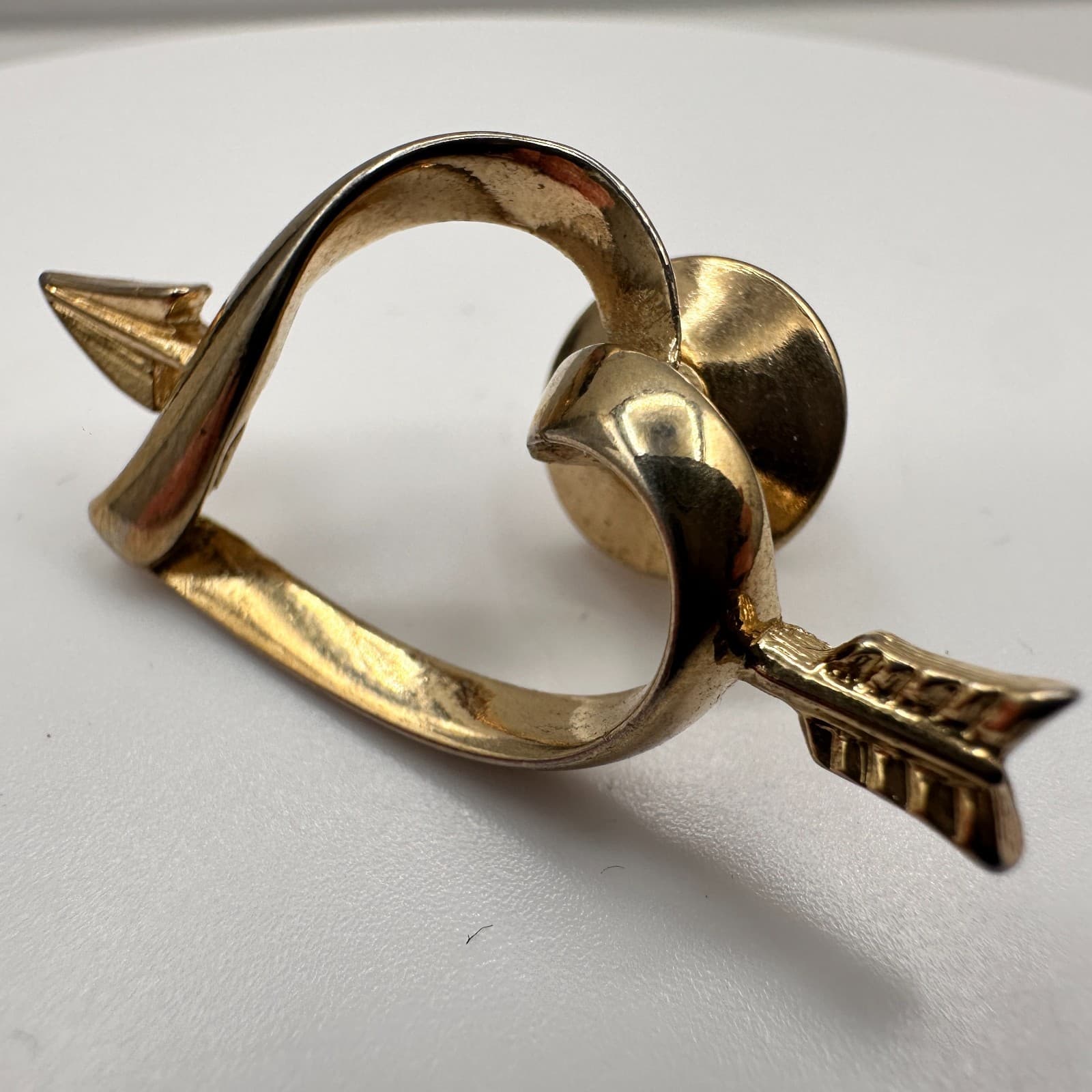 Vintage 80s AVON Love Struck Gold Tone Heart Arrow Brooch Pin Cupid Gift Jewelry - Thumbnail 5