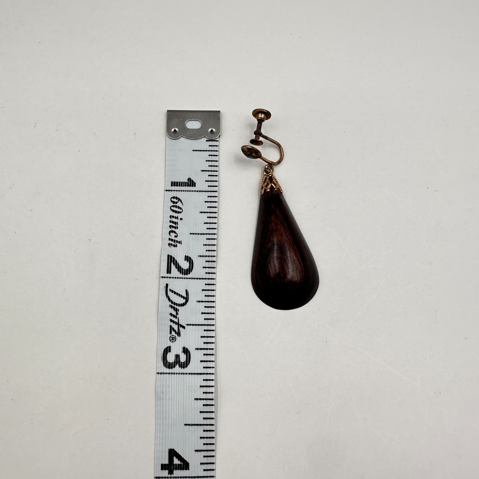 Vintage 90s Wooden Teardrop Dangle Earrings Gold Tone Women's Classic Jewelry - Thumbnail 9