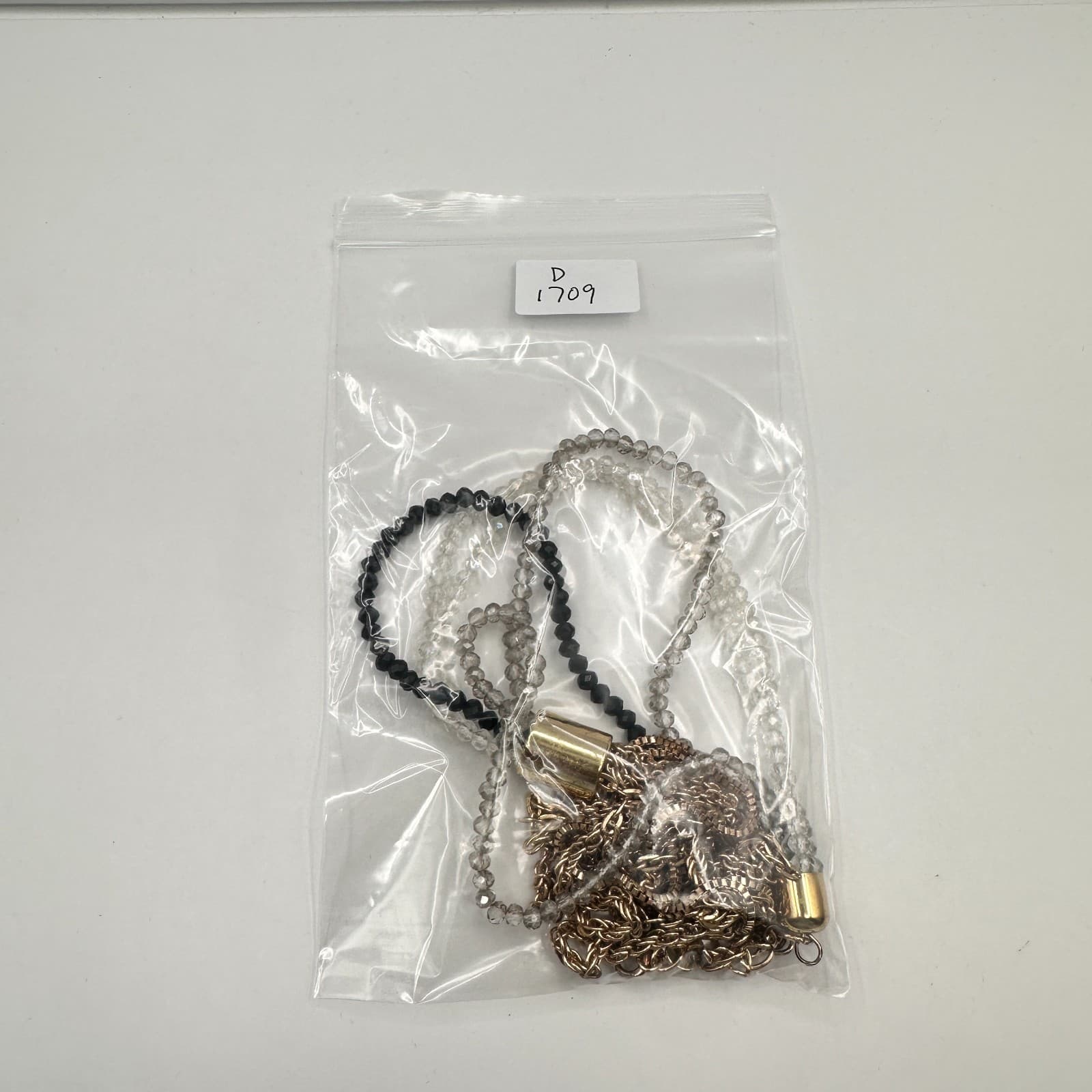 Vintage Y2K Collar Necklace Gold Tone Multi Strand Chain Crystal Beaded Jewelry - Thumbnail 12