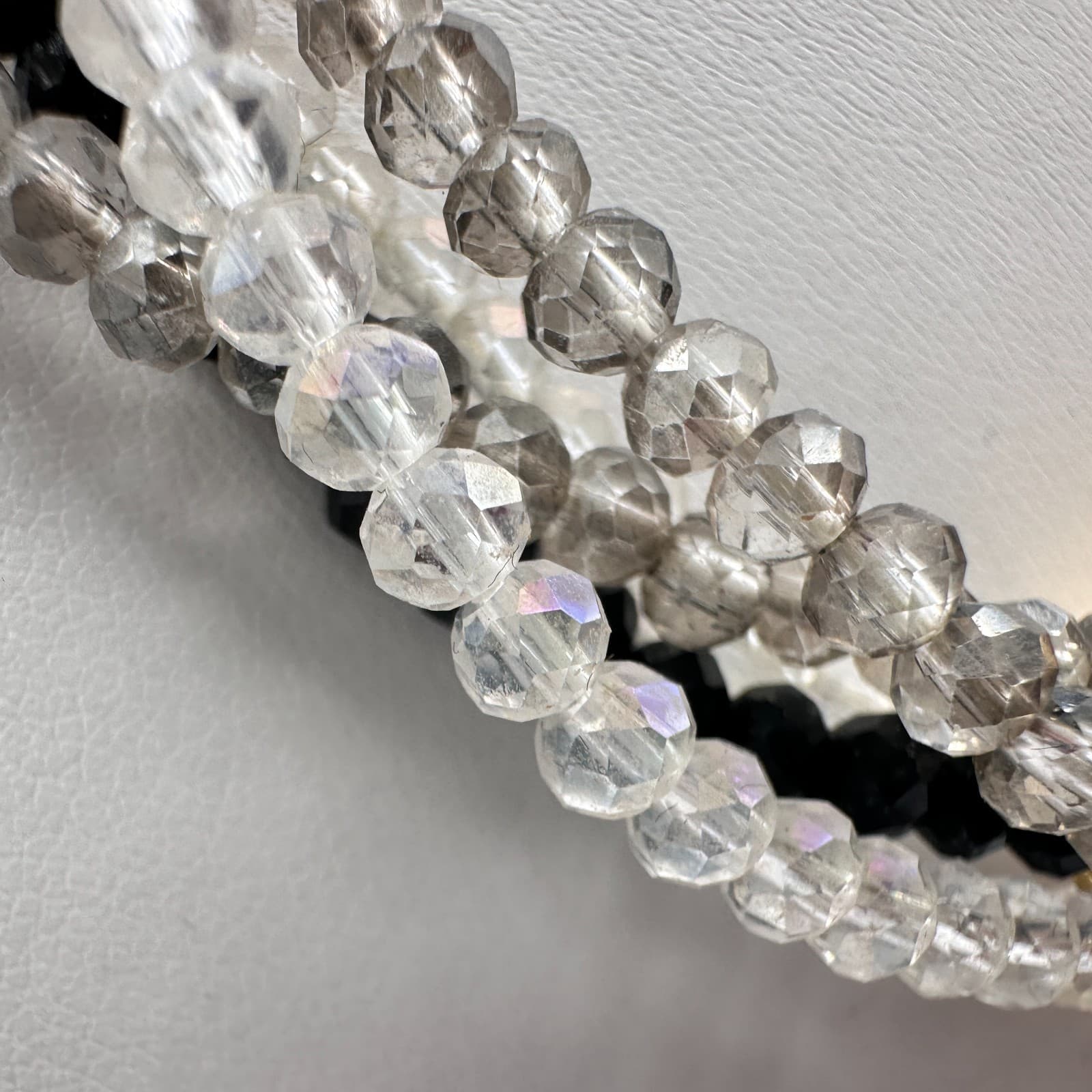 Vintage Y2K Collar Necklace Gold Tone Multi Strand Chain Crystal Beaded Jewelry - Thumbnail 5