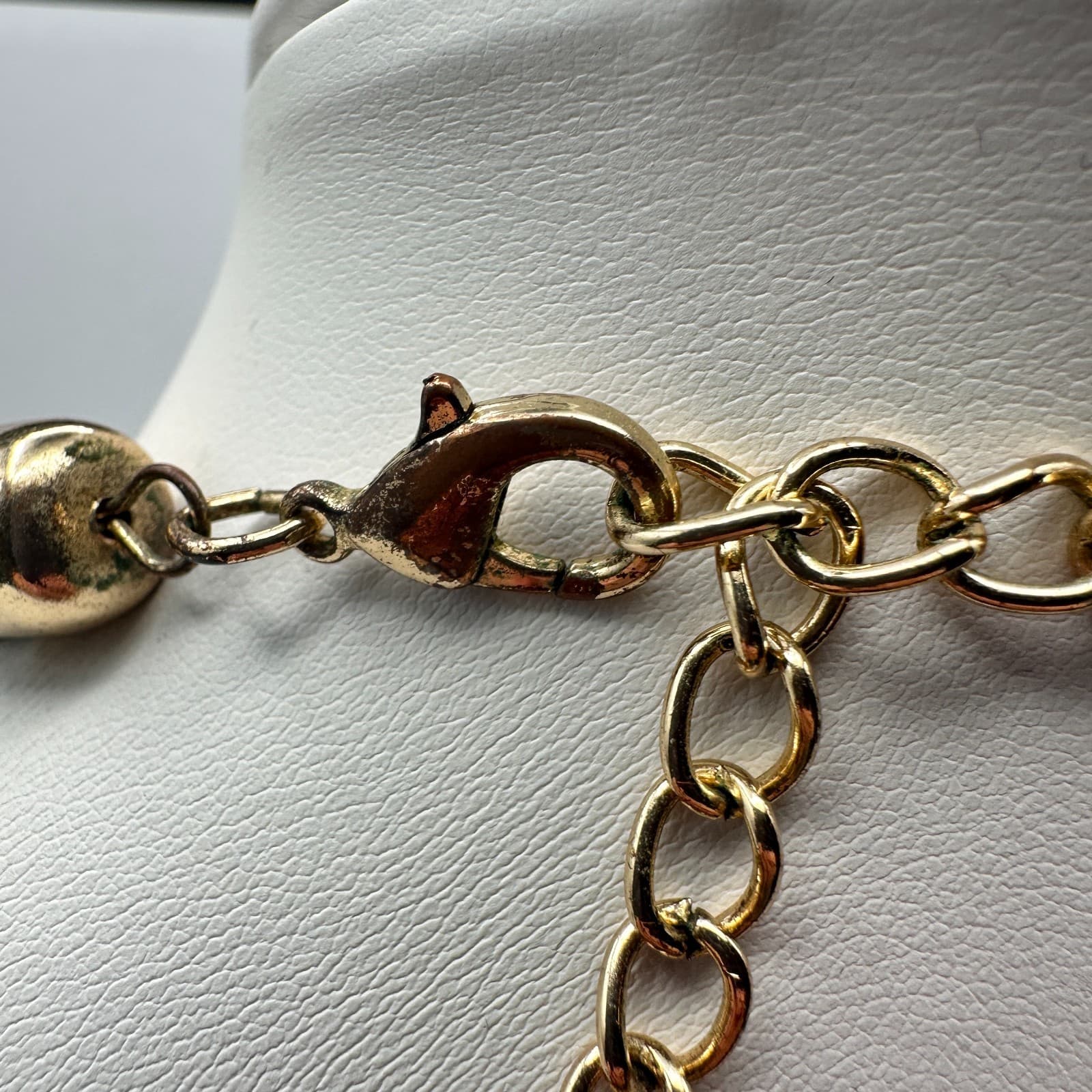 Vintage Y2K Collar Necklace Gold Tone Multi Strand Chain Crystal Beaded Jewelry - Thumbnail 10