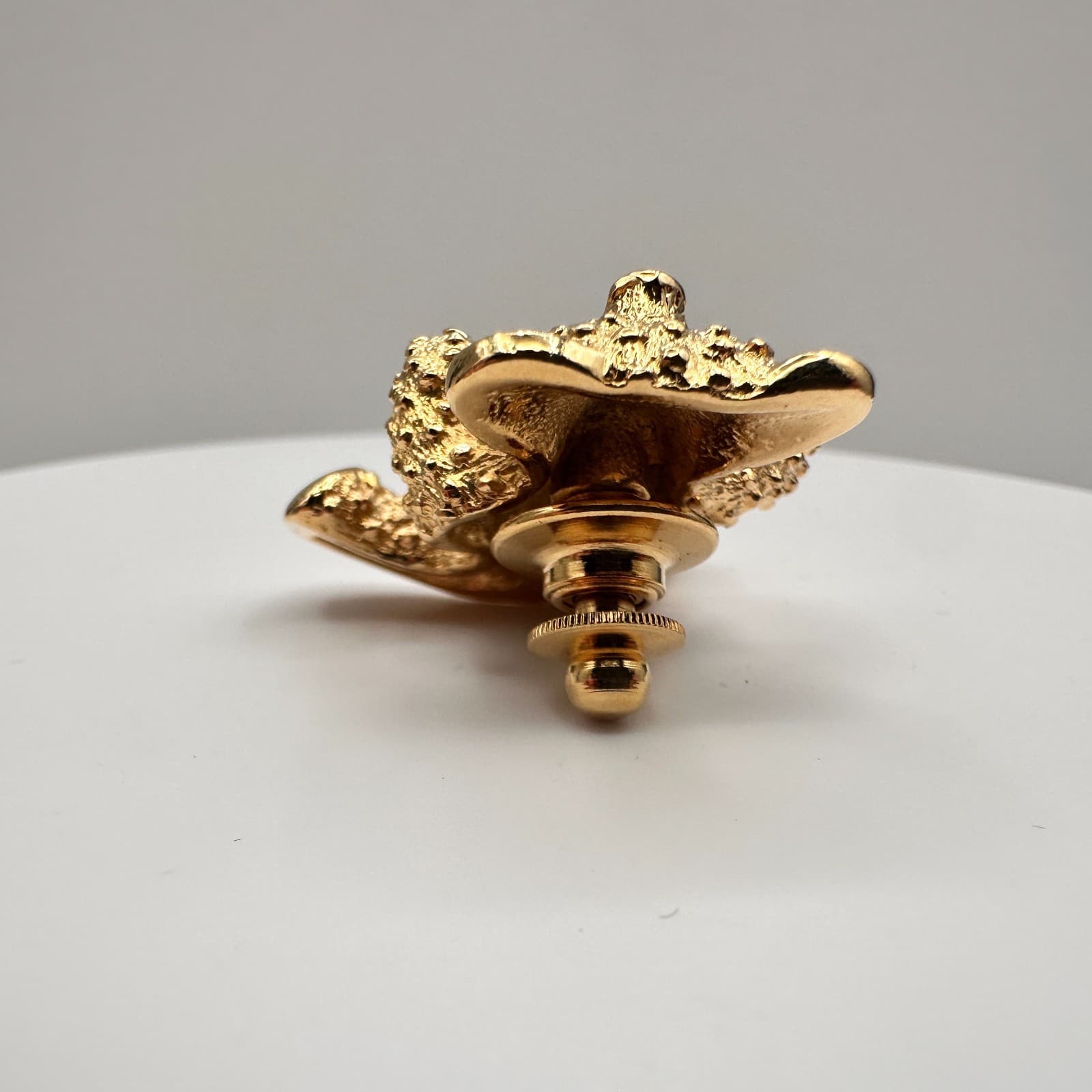 Vintage 80s Gold Tone Teddy Bear Brooch Pin Red Enamel Rhinestone Eyes Jewelry - Thumbnail 5