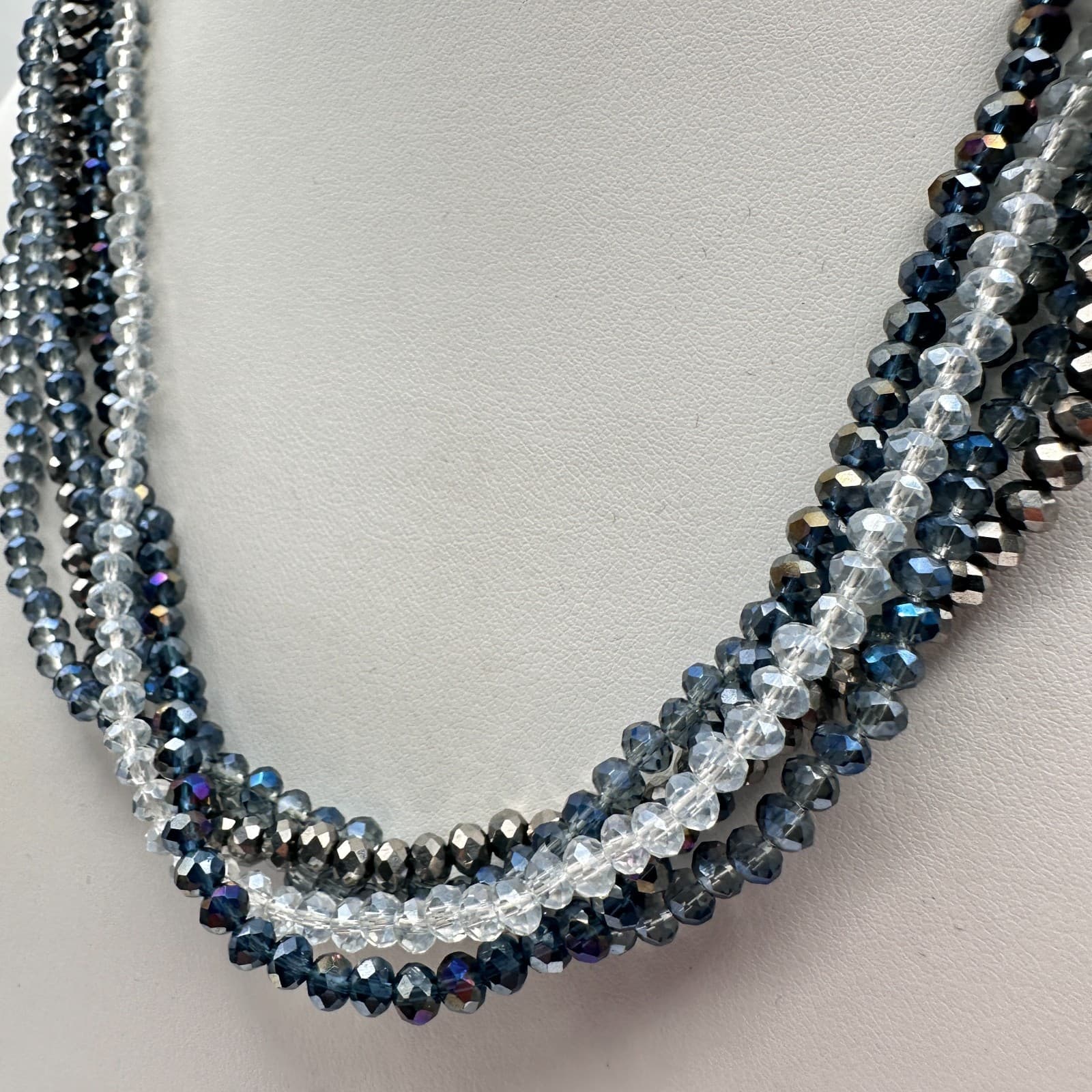 Vintage Y2K Multi-Strand Faceted Glass Beaded Necklace Statement Women's Jewelry - Thumbnail 6