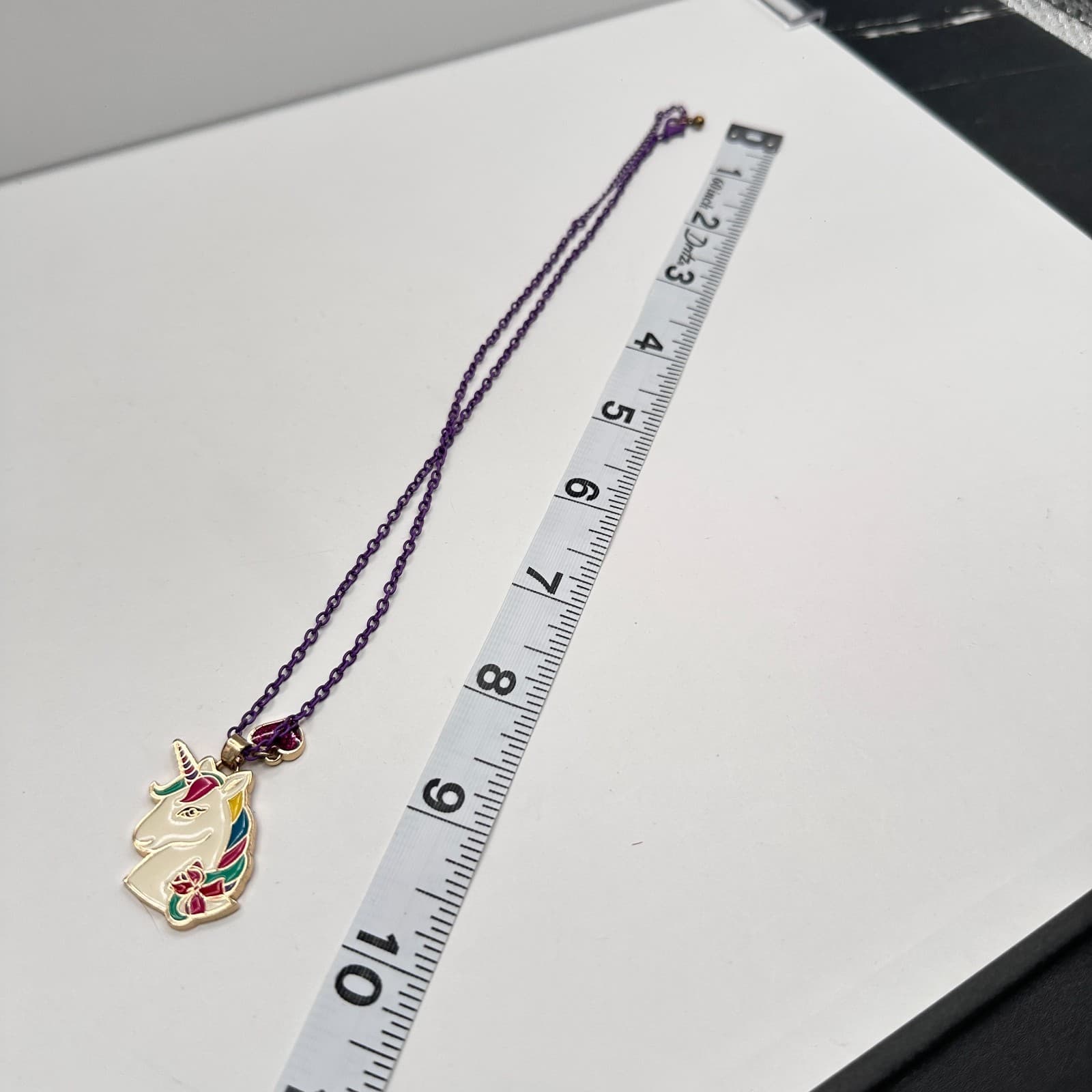Vintage Y2K Jojo Siwa Unicorn Necklace Purple Chain Glitter Heart Charm Jewelry - Thumbnail 7