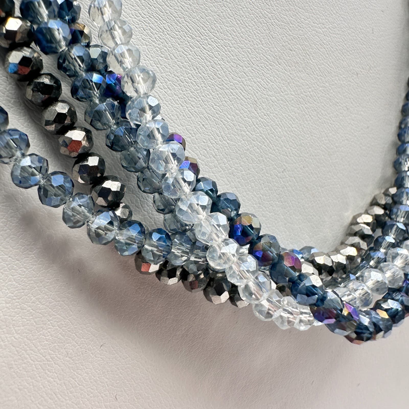 Vintage Y2K Multi-Strand Faceted Glass Beaded Necklace Statement Women's Jewelry - Thumbnail 3